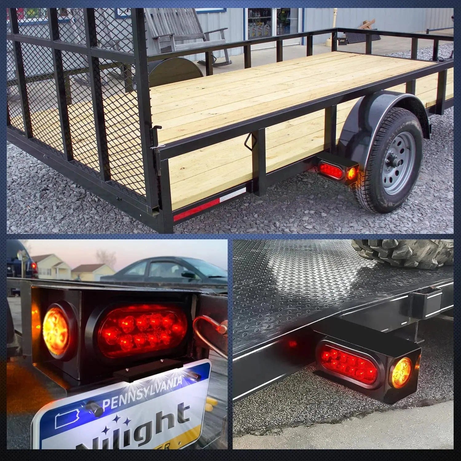 6 Inch Oval Red LED Trailer Tail Lights & 2 Inch Round Amber Side Marker Lights Kit - Waterproof, DOT Approved for Trucks, Trailers, RVs - Perfect for Night Driving & Road Safety
