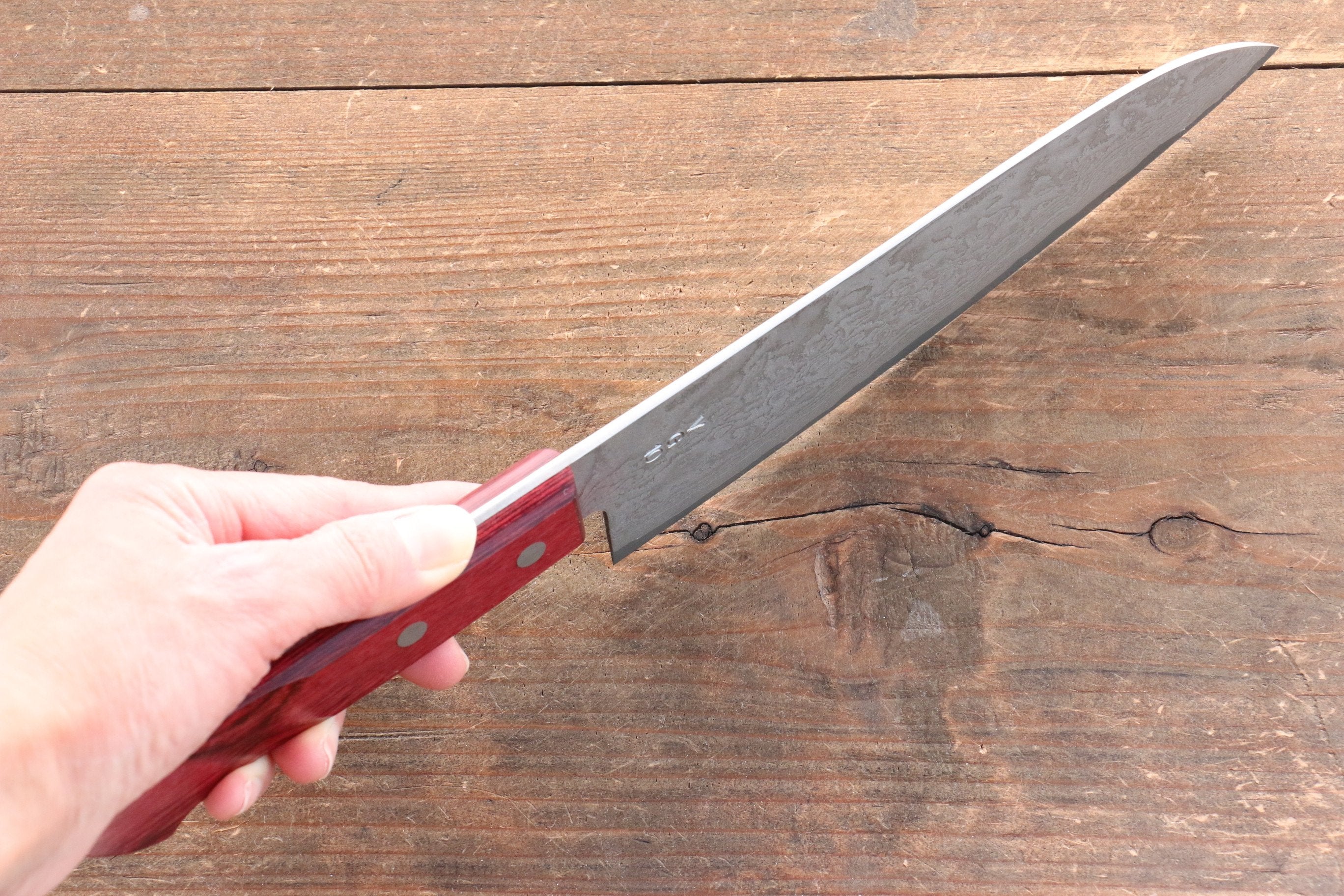 VG10 Black Damascus Santoku Knife 180mm - Japanese Chef Knife with Red Pakka Wood Handle - Perfect for Slicing, Dicing, and Chopping Vegetables, Meat, and Fish - Professional Kitchen Knife for Home Cooks and Chefs