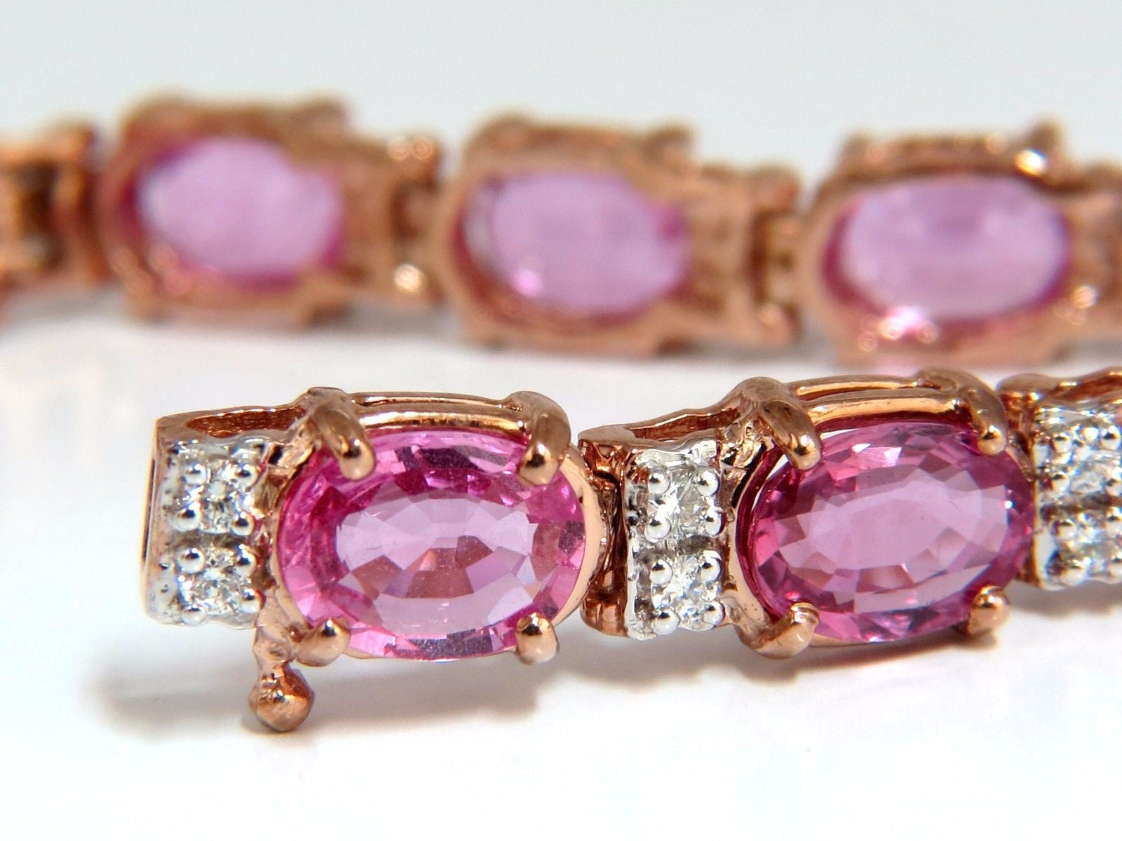 22.46ct Natural Vivid Pink Sapphire & Diamond Bracelet in 14K Gold | VS Clarity | Luxury Statement Jewelry for Weddings, Anniversaries & Special Occasions