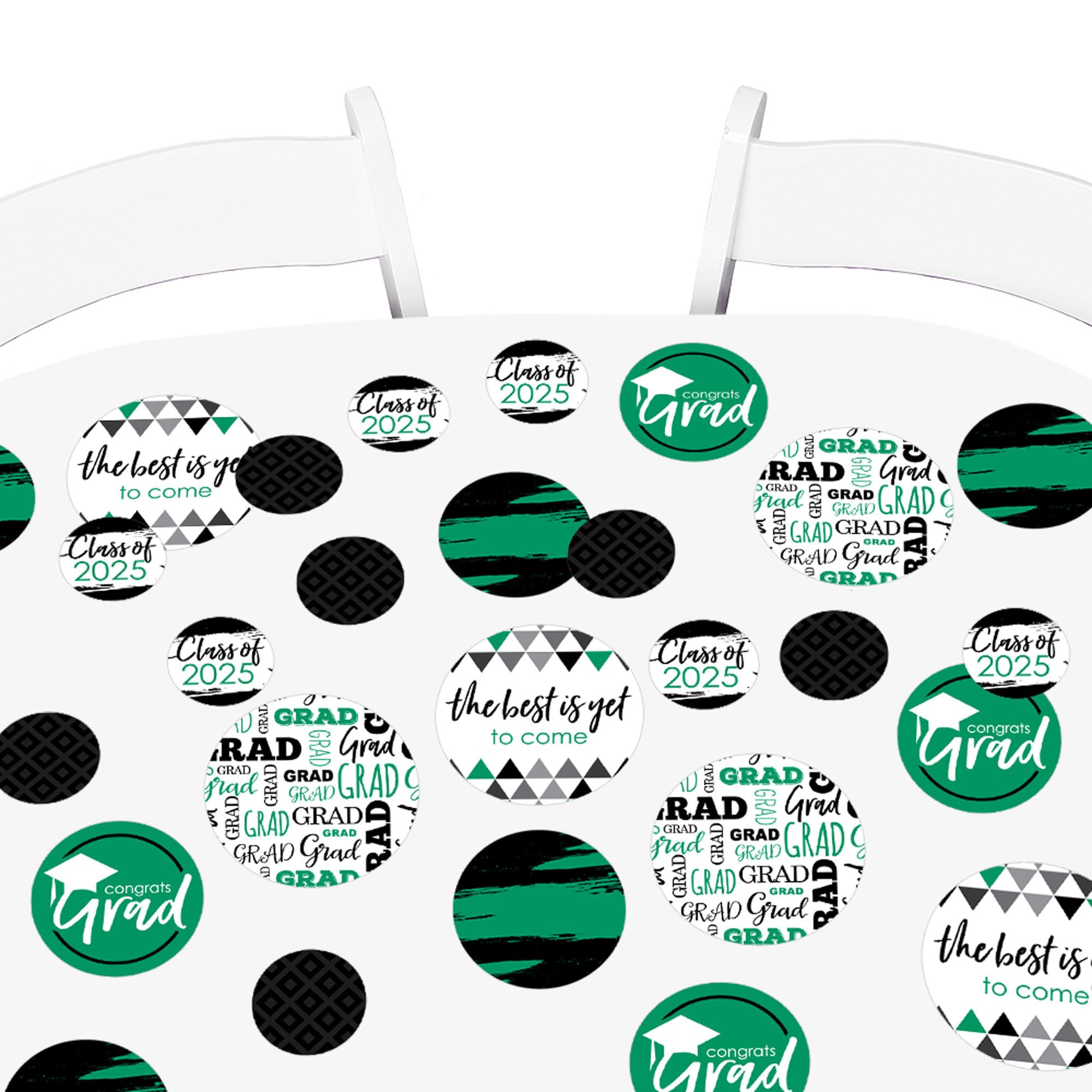 Big Dot of Happiness 2025 Green Graduation Party Giant Circle Confetti - 27-Pack Large Eco-Friendly Confetti for Graduation Decorations, Party Supplies & Photo Backdrops - Perfect for Graduation Ceremonies, School Events & Celebration Decor