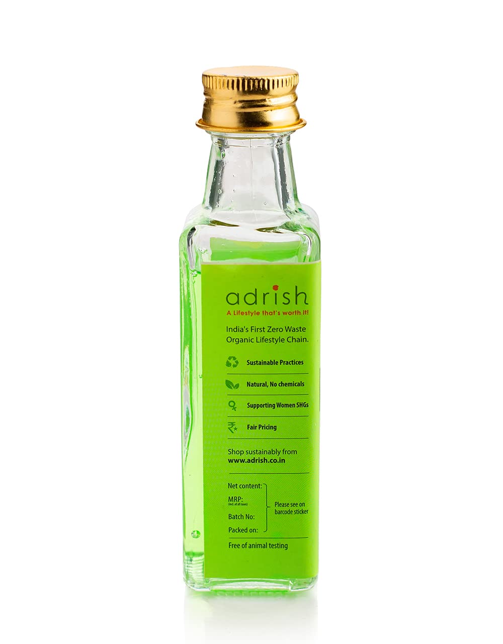 Adrish Zerowaste Natural Green Tea Hand Wash 100ml - Organic, Eco-Friendly Liquid Soap for Kitchen & Bathroom | Gentle Cleansing for Hands & Skin