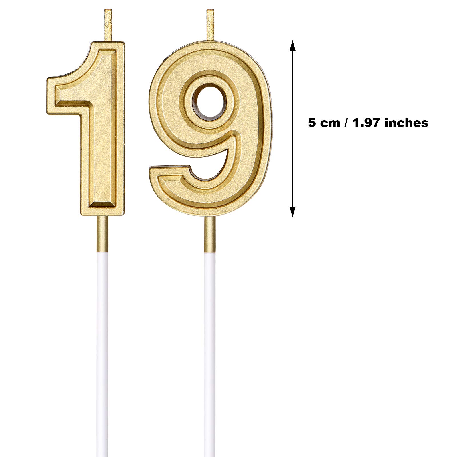 19th Birthday Cake Candles - Gold Number Candles for Birthday, Wedding & Anniversary Celebrations - Perfect for Cakes, Cupcakes & Party Decorations