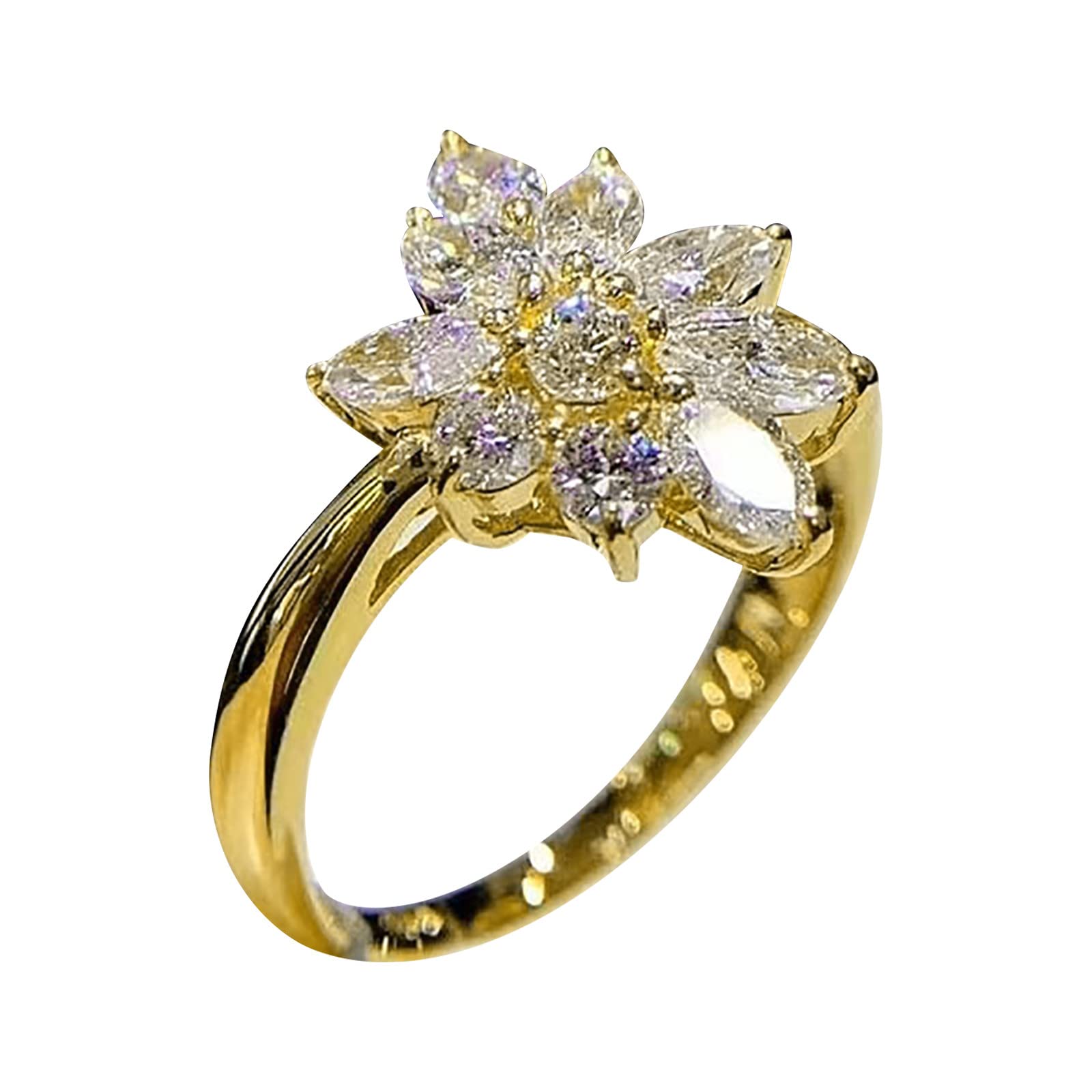 Elegant Gold Flower Zircon Engagement Ring for Women - Dainty Bridal Jewelry Set, Proposal Gift for Birthday, Wedding & Party | Perfect for Romantic Occasions & Special Celebrations