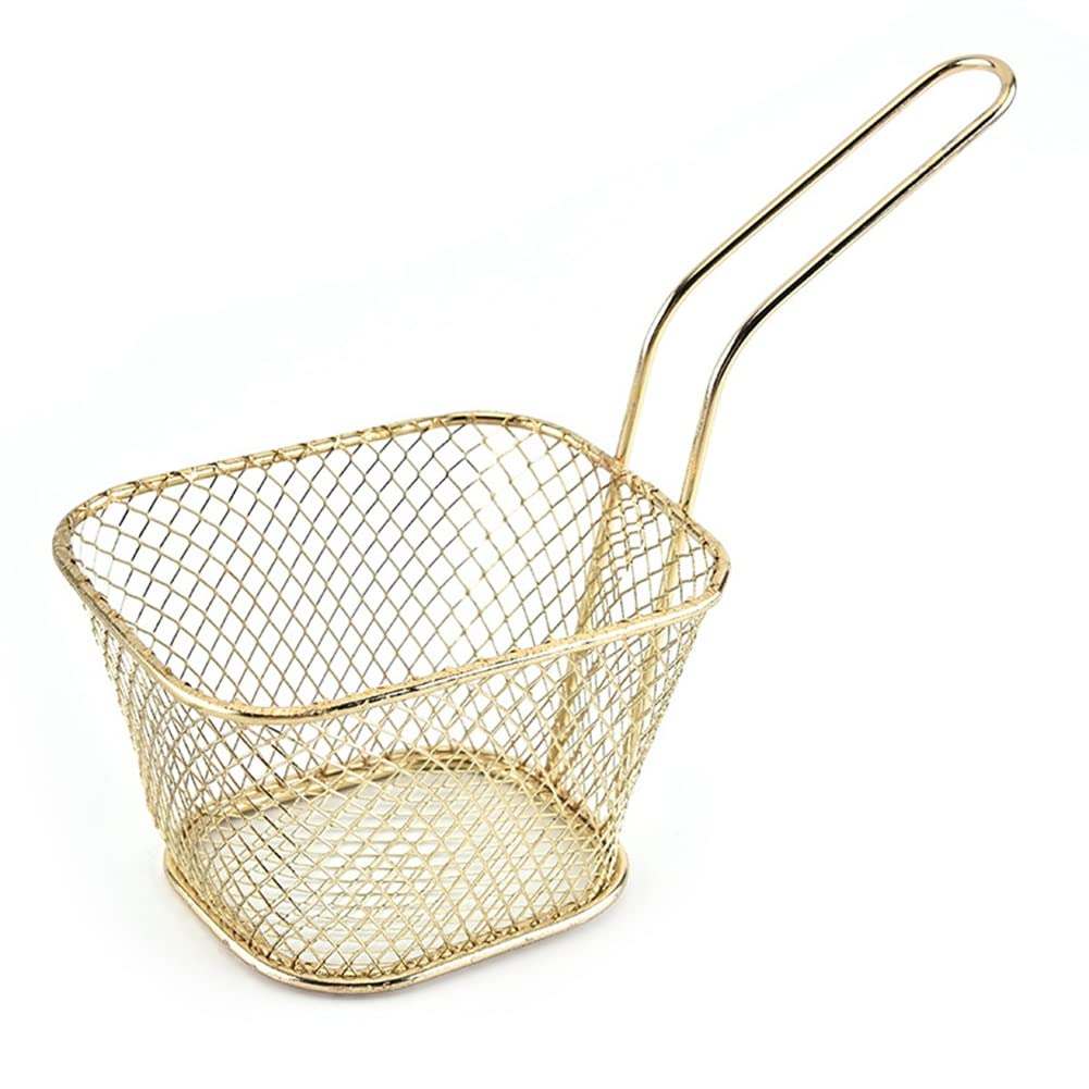 Portable Square Mini Fry Basket - Stainless Steel French Fries & Chicken Snack Basket for Restaurants, Home Kitchen, and Outdoor Cooking | Perfect for Frying, Draining, and Serving Snacks