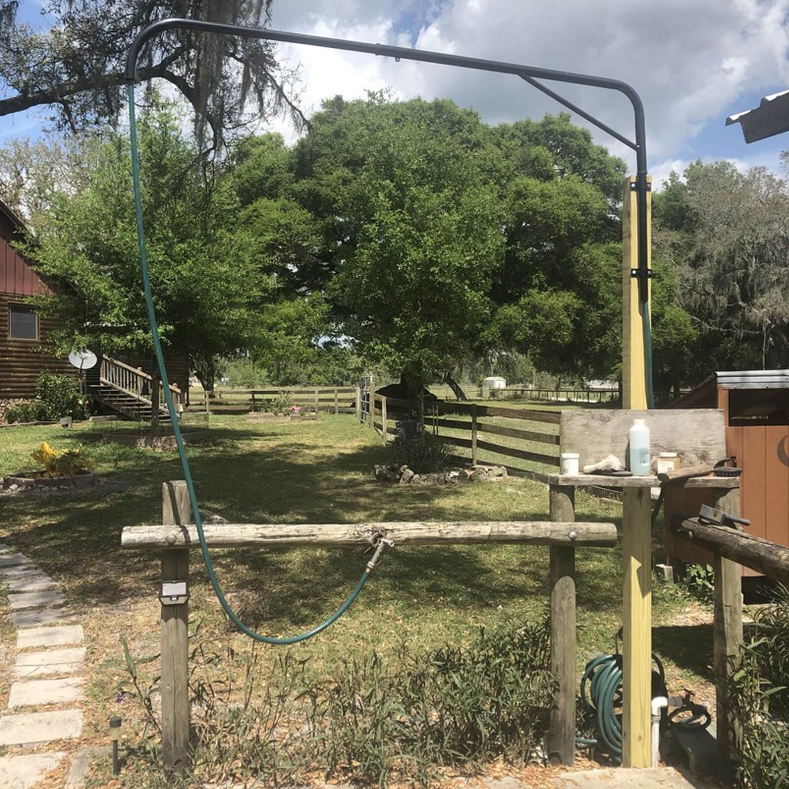 **Horse Wash Stall Hose Boom - 180° Swivel Wall Mount Hose Boom Arm for Tangle-Free Horse Washing, Fits Standard Garden Hose (Hose Not Included) - Perfect for Stables, Barns & Equine Care**