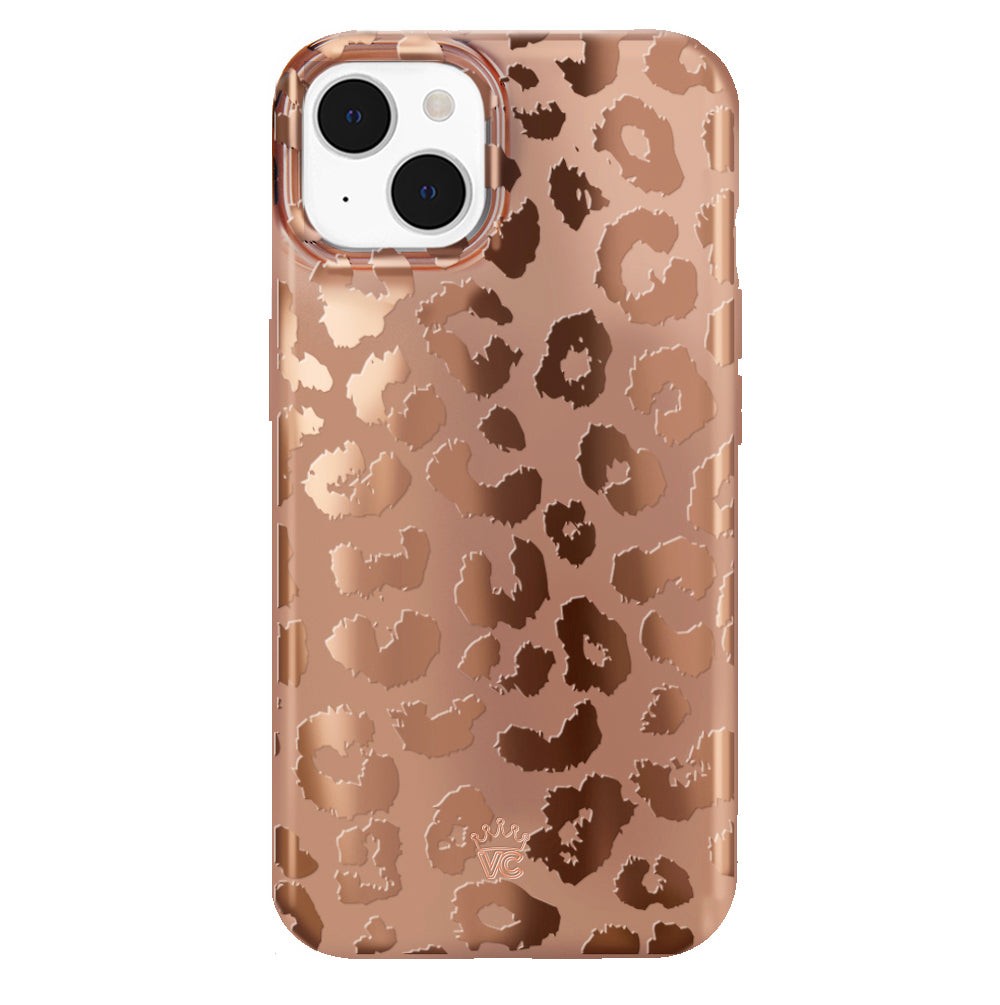 Bronze Chrome Leopard Print iPhone Case - Stylish Protective Cover for iPhone 13/14/15 Pro Max | Perfect for Fashion Lovers & Wild Animal Print Enthusiasts