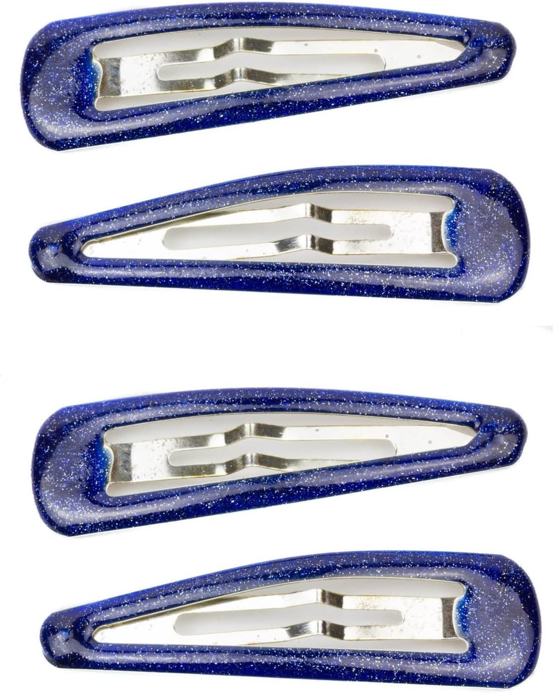 Mytoptrendz® 4-Pack Glitter Snap Hair Clips for Women & Girls - Non-Slip Bendy Large Hair Clips for Fine to Thick Hair - Styling Accessories for Sleep, Fringe & Everyday Use (Glitter Blue)