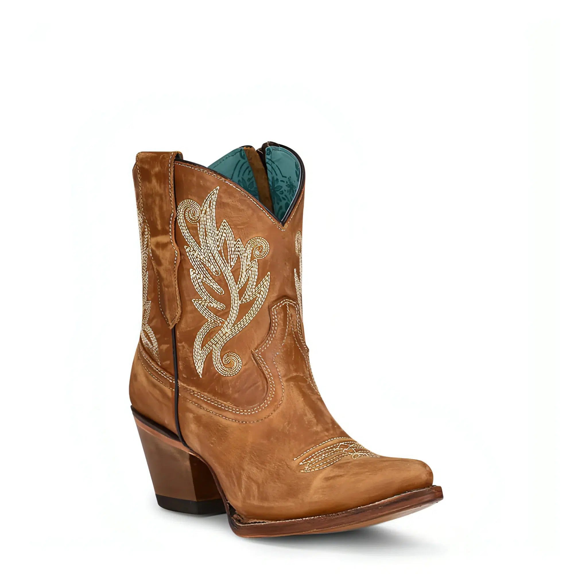 A4218 Women's Brown Western Cowgirl Cowhide Leather Ankle Boots - Stylish & Comfortable for Riding, Country Dancing & Everyday Wear