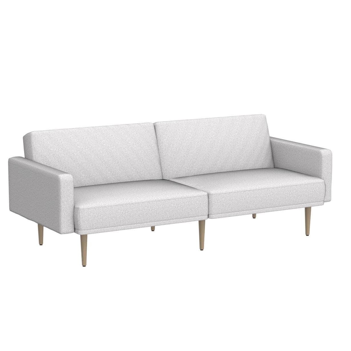 Mopio Mid Century Modern Futon Sofa Bed - Convertible Sleeper Couch, Loveseat for Small Spaces, Light Gray Fabric - Perfect for Living Rooms, Guest Rooms & Apartments