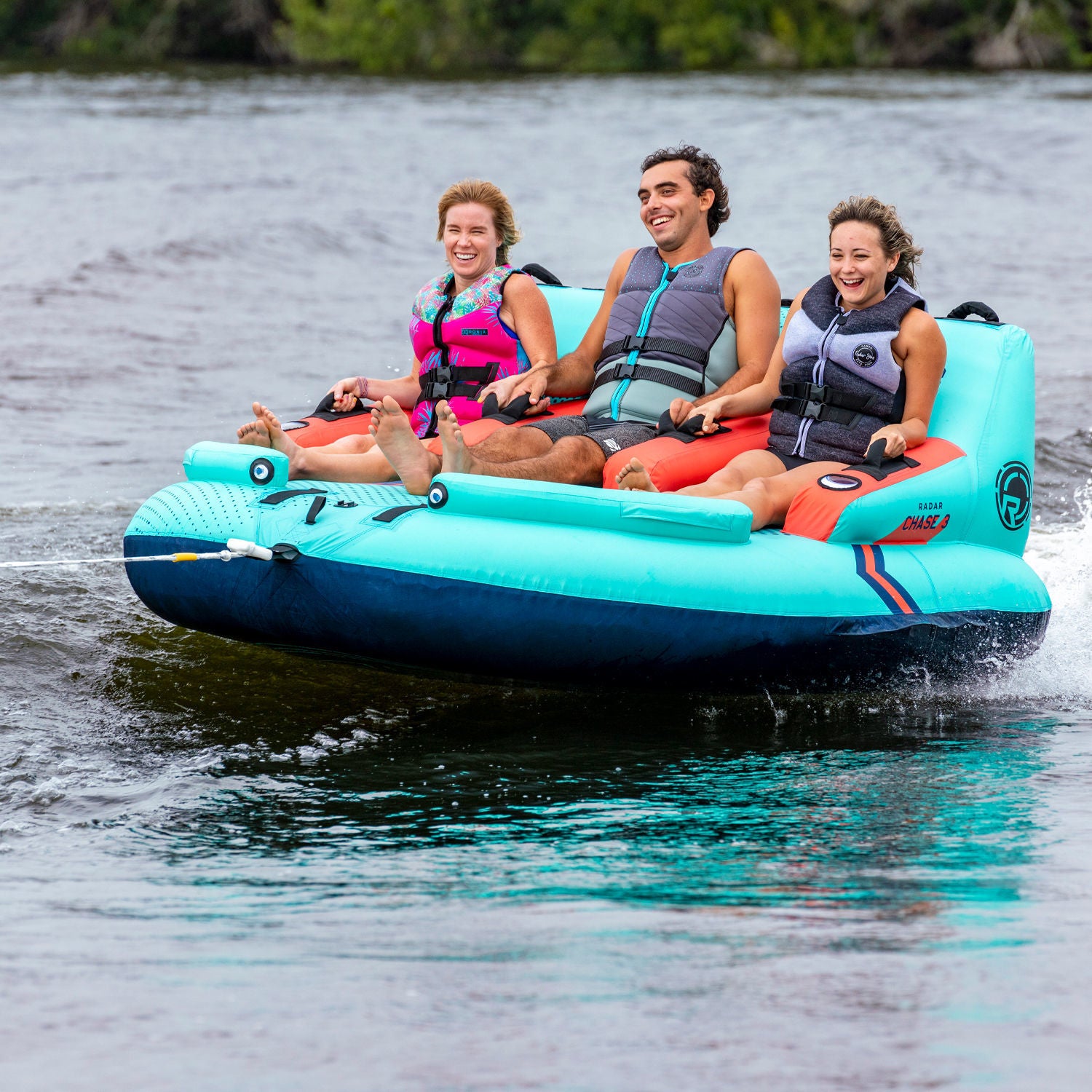 Radar Chase 3 Rider Towable Tube - Heavy Duty Inflatable Water Tube for Boating, Lake & Ocean Fun - Perfect for Family & Friends Water Sports Adventure