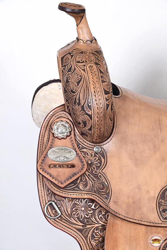 HILASON Western Barrel Racing Saddle for Trail & Endurance Riding - Comfortable Brown Leather Horse Saddle for Pleasure & Competition Riding | Perfect for Barrel Racing, Trail Rides & Horse Shows