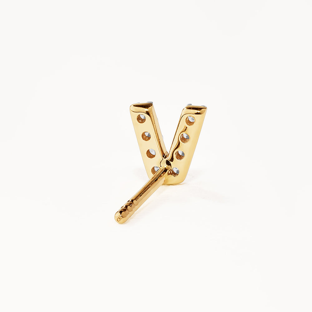10k Gold Diamond Letter V Single Stud Earrings - Elegant Initial Jewelry for Women, Perfect for Gifts, Everyday Wear & Special Occasions