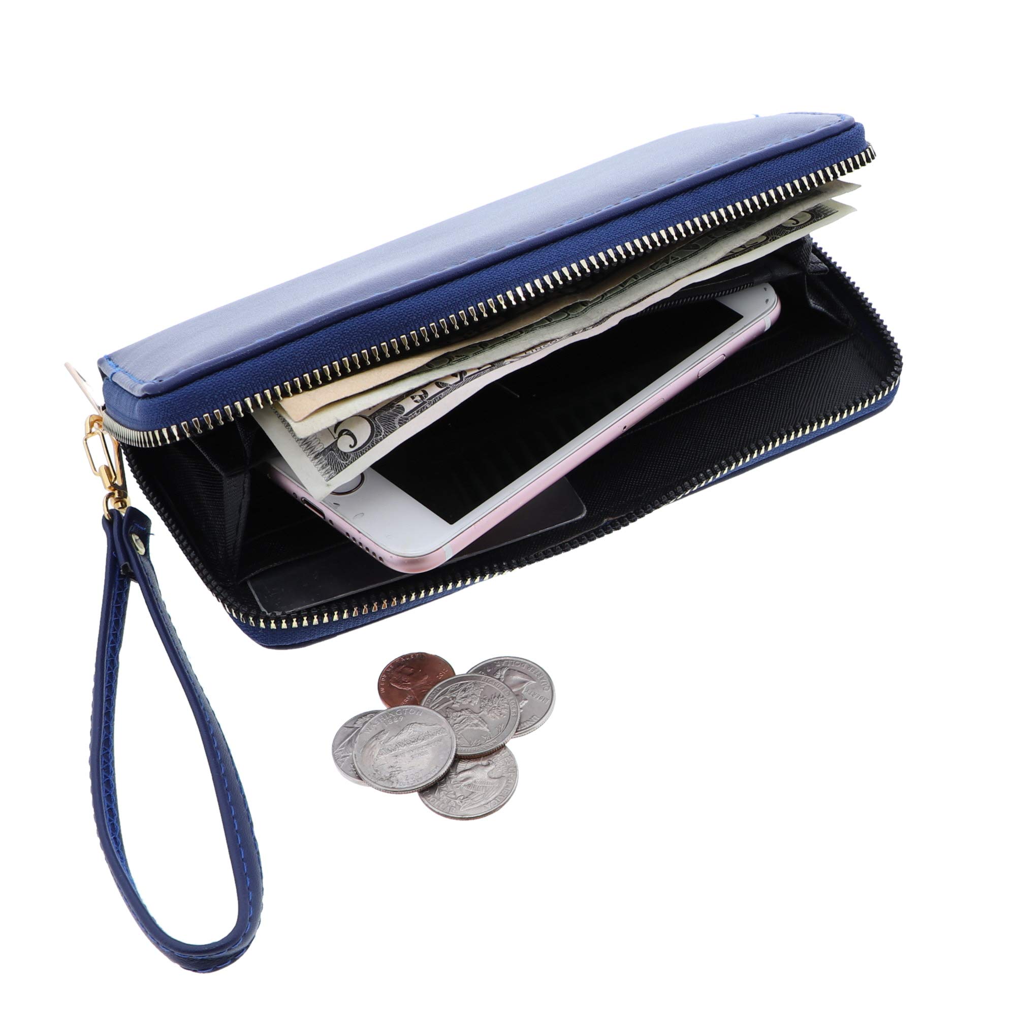 Vegan Leather Women's Wallet - Slim Solid Color Zipper Wallet for Everyday Use, Travel & Gift | RFID Blocking & Multi-Card Holder