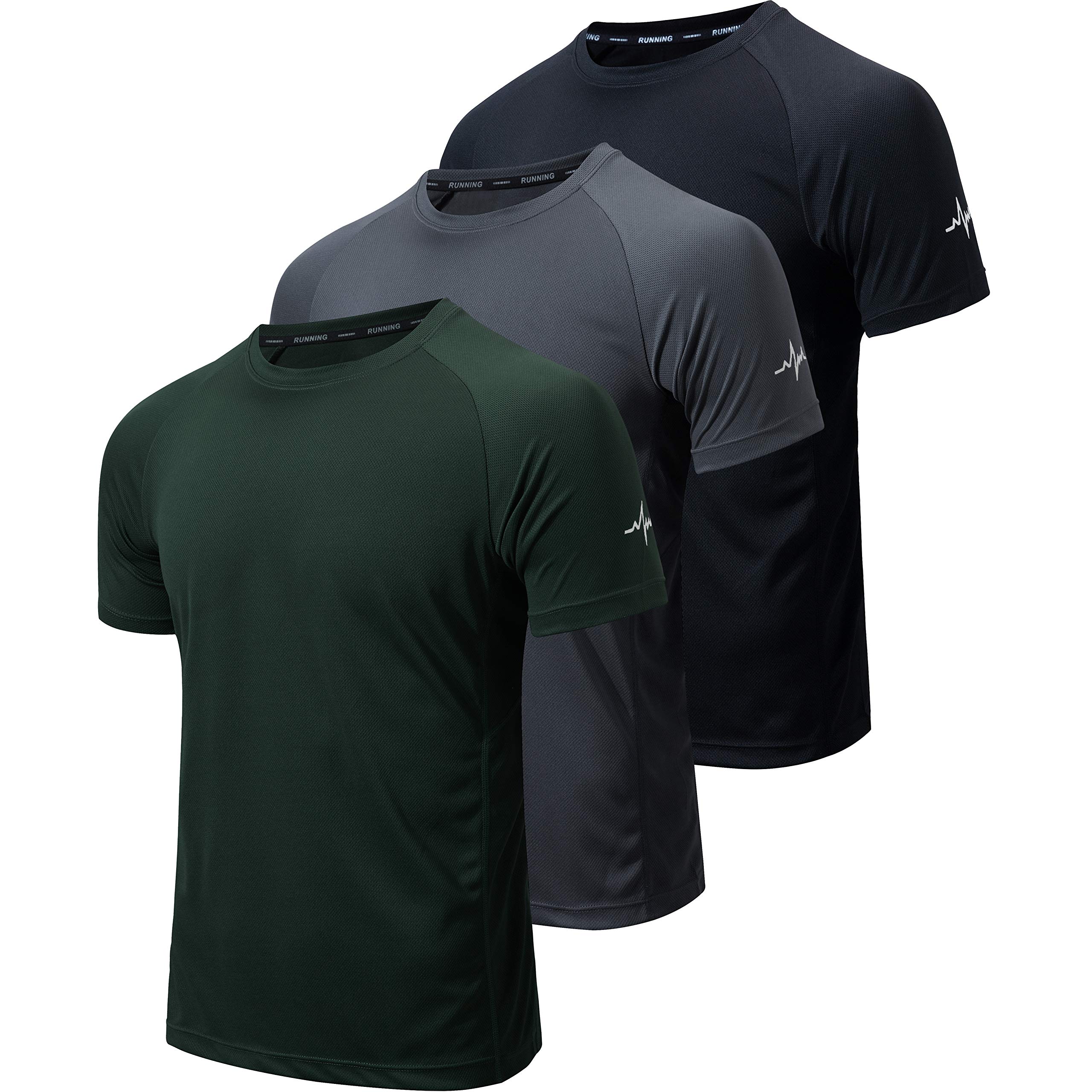 WanNiu Men's 3 Pack Workout Shirts - Moisture Wicking Dry Fit Athletic Gym T-Shirts, Breathable Short Sleeve Mesh Shirts for Running, Training & Fitness | Perfect for Gym, Sports & Outdoor Activities