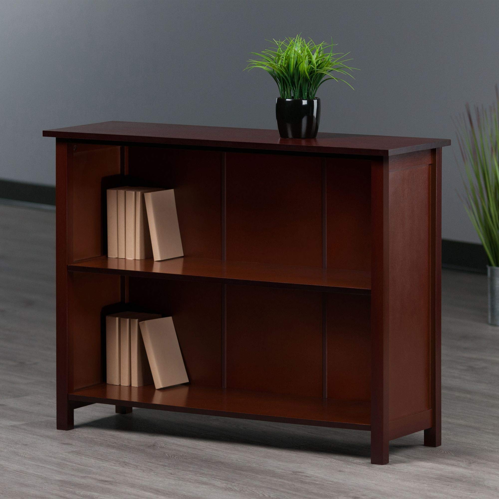 Antique Walnut Finish 3-Tier Solid Wood Bookcase - 38.75