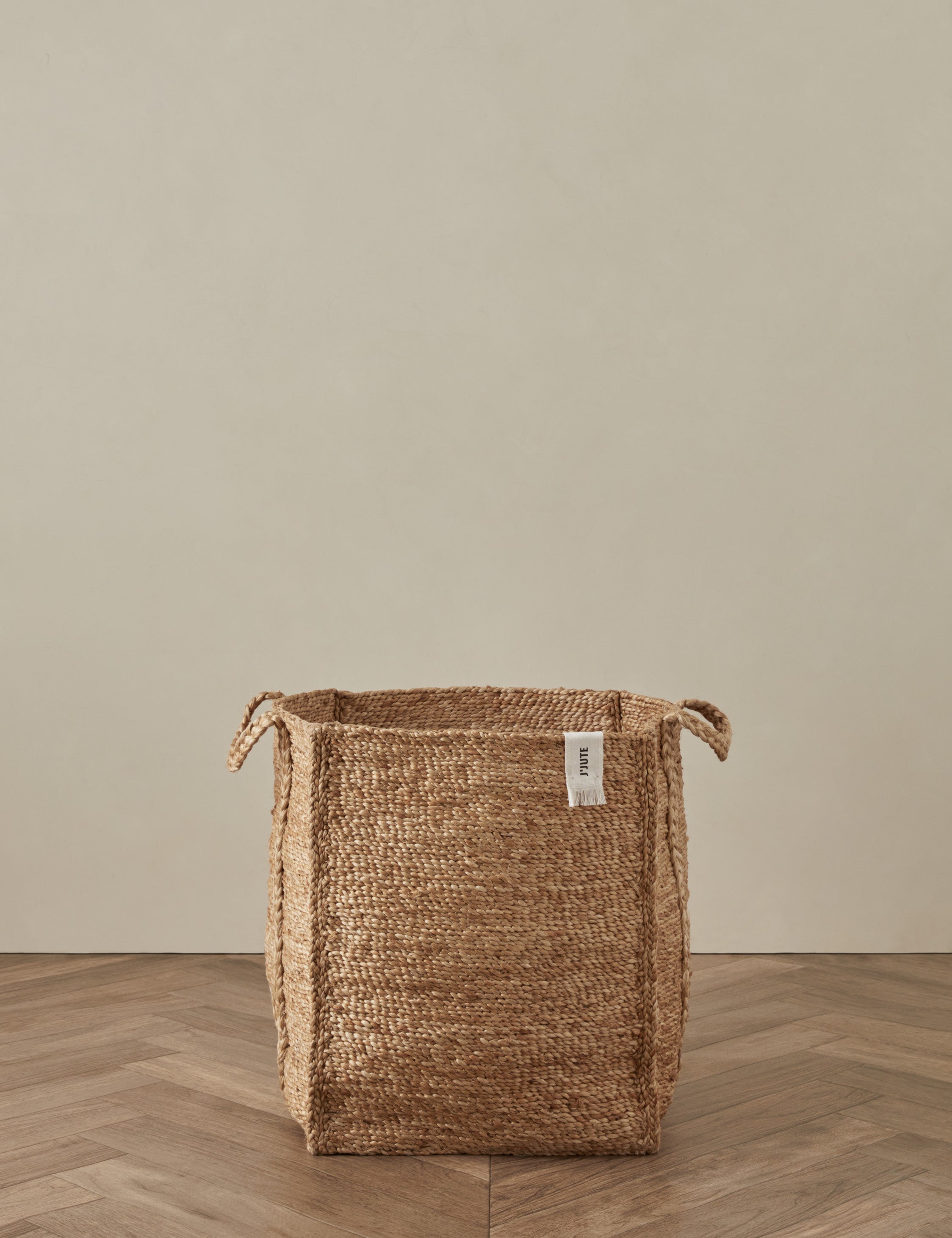 J'Jute Bronte Basket - Handwoven Natural Jute Storage Basket for Home Organization | Perfect for Living Room, Bedroom, or Bathroom Decor