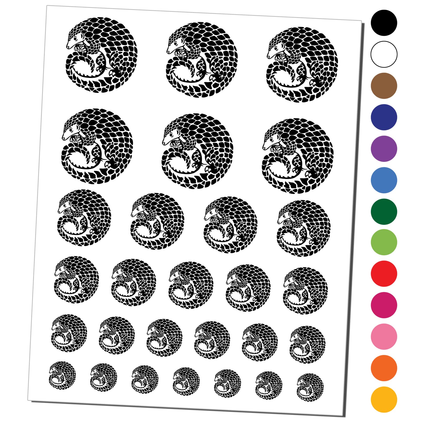 Waterproof Fake Temporary Tattoos - Cute Curled Pangolin Design Body Art Stickers (Black, 1 Sheet) | Perfect for Parties, Festivals, and Costume Events