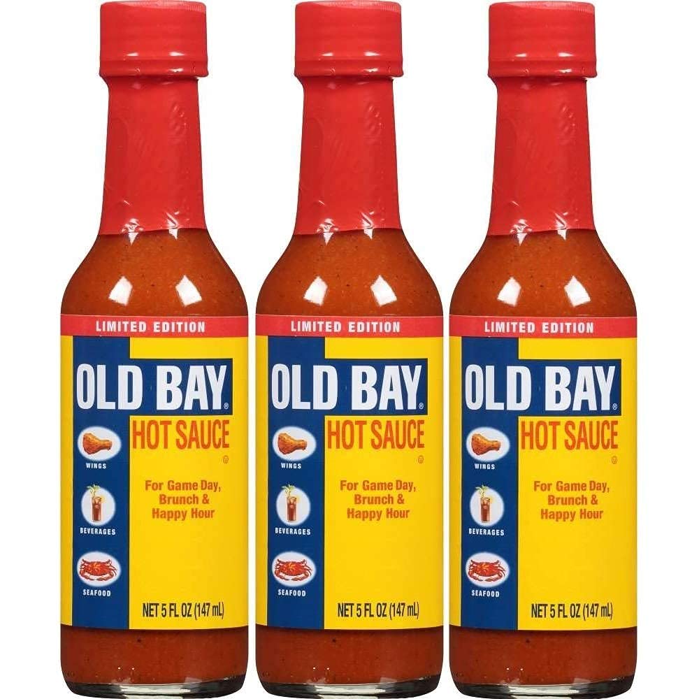 Old Bay Limited Edition Hot Sauce - 5 Fl Oz (Pack of 3) | Spicy Seafood Seasoning for Crabs, Shrimp & More | Perfect for Grilling, Cooking & Gifts