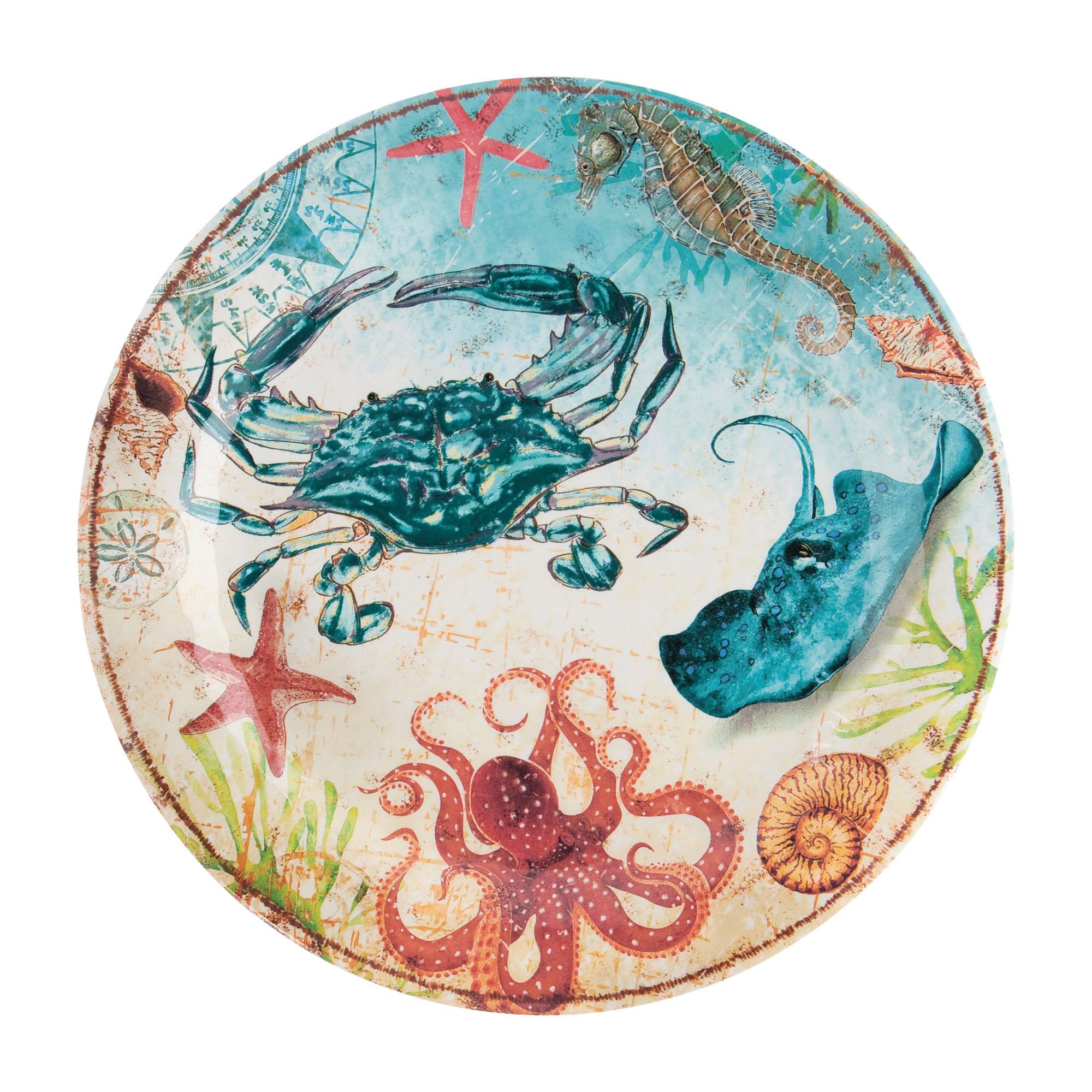 UPware 6-Pack BPA-Free Melamine Dinner Plates, 11 Inch - Dishwasher Safe for Pasta, Salad & Main Course (Crab)