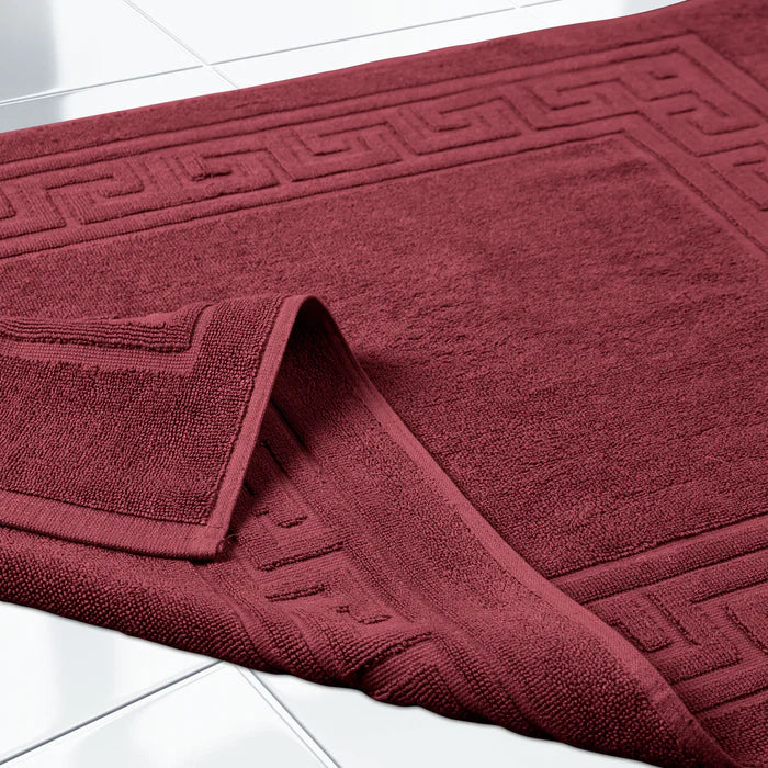 Premium Cotton 2-Piece Greek Key Border Bath Mat Set - Ultra Absorbent, Non-Slip Bathroom Rug - Perfect for Modern Bathrooms, Master Suites & Spa-Like Retreats