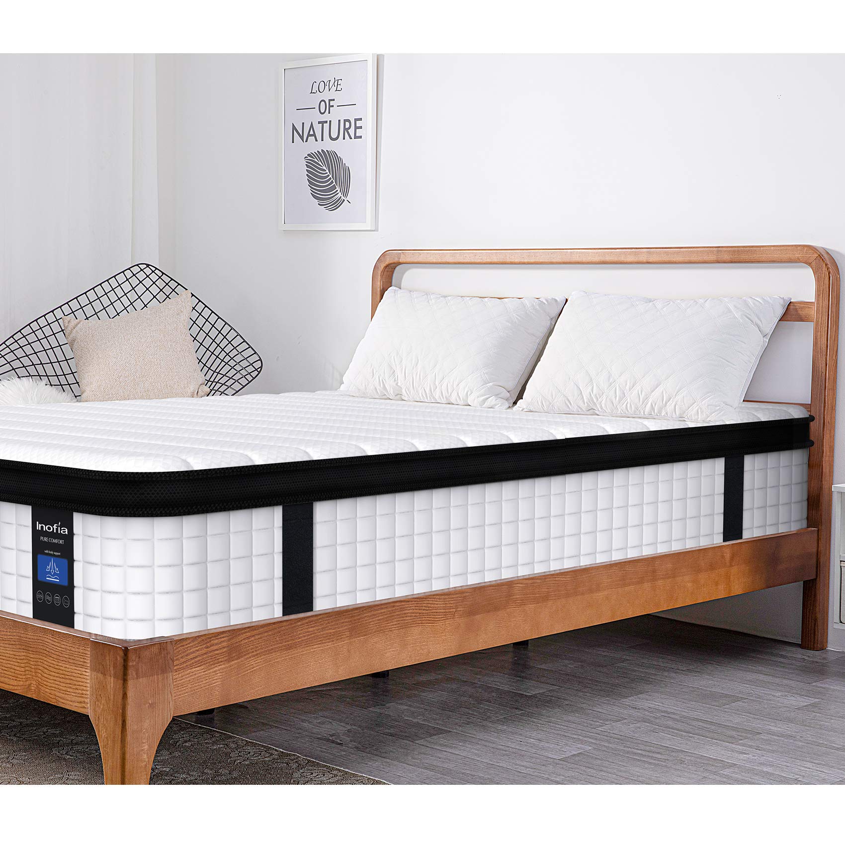 Inofia 12 Inch Full Size Hybrid Mattress - Medium Firm Innerspring & Foam Mattress in a Box for Back Support & Pressure Relief - Perfect for Guest Rooms, Dorms & Small Bedrooms