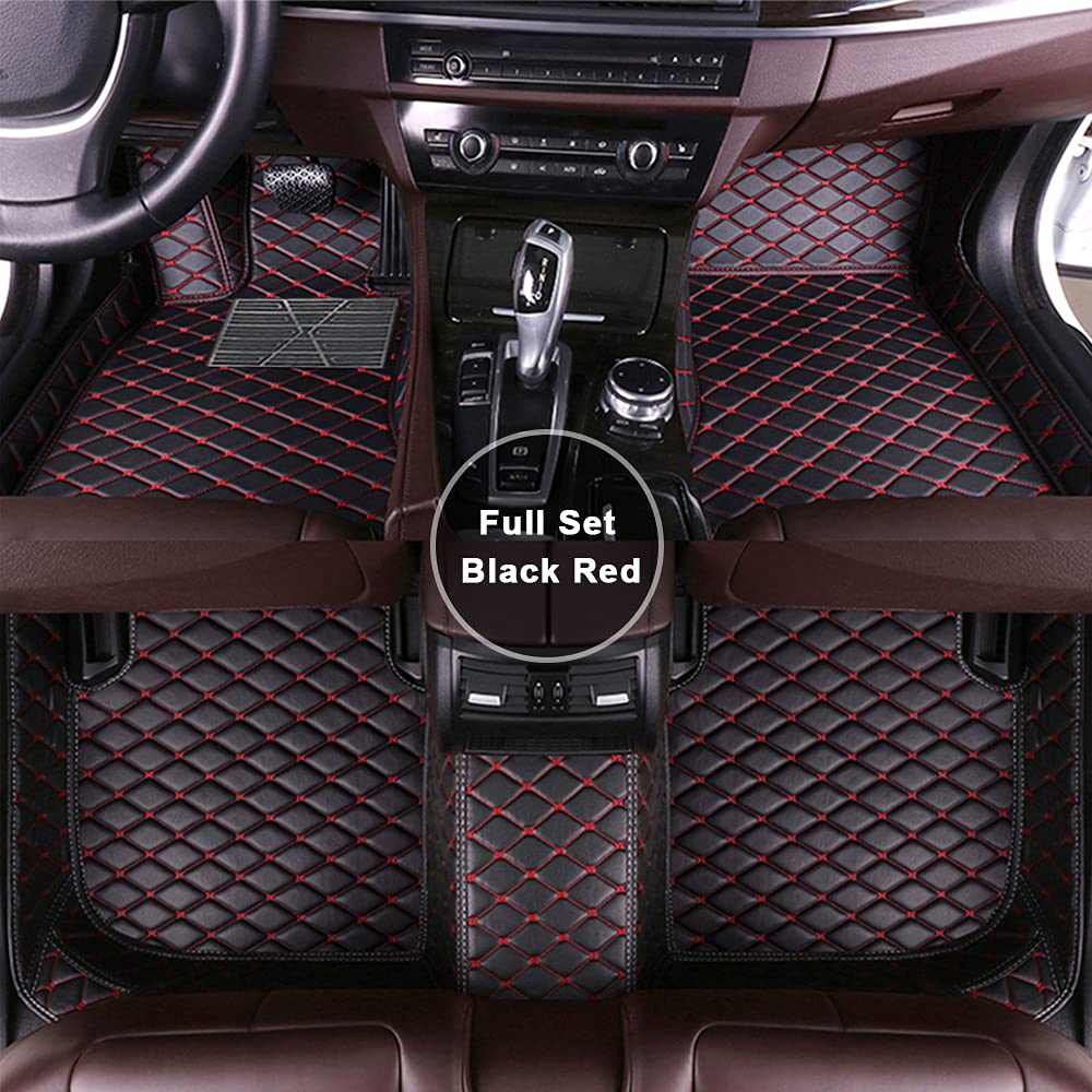 Premium Custom Car Floor Mats for Land Rover Discovery 2 (1996-2003) 5-Seater - All-Weather Waterproof & Durable Leather Liners - Full Set Front & Rear Coverage (Black/Red) - Perfect for Off-Road Adventures, Daily Commutes & Family Road Trips