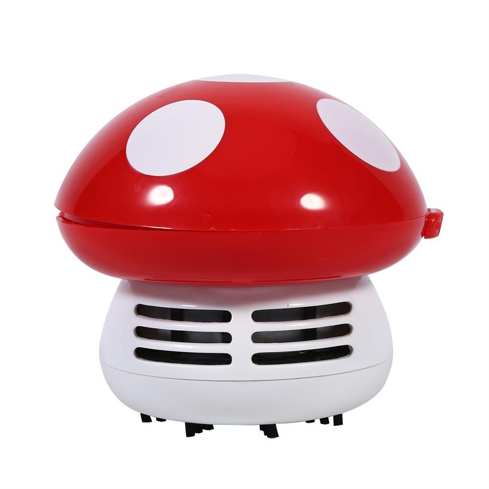 Omabeta Mini Mushroom Vacuum Sweeper - 6 Color Cute Desktop Dust Cleaner for Keyboard, Corners & Small Spaces | Portable Handheld Vacuum for Office, Home & Car (Red)