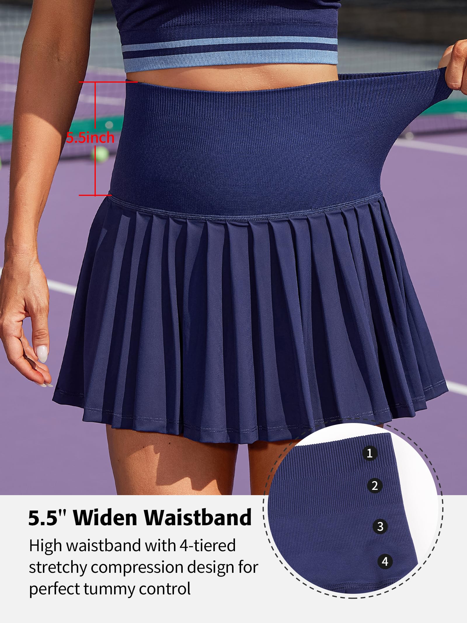 ATTRACO Women's 2-Piece Tennis Dress Set - High Waisted Pleated Skirt & Seamless Colorblock Top | Golf & Tennis Outfit for Women | Perfect for Court Matches, Club Tournaments & Casual Sports Wear