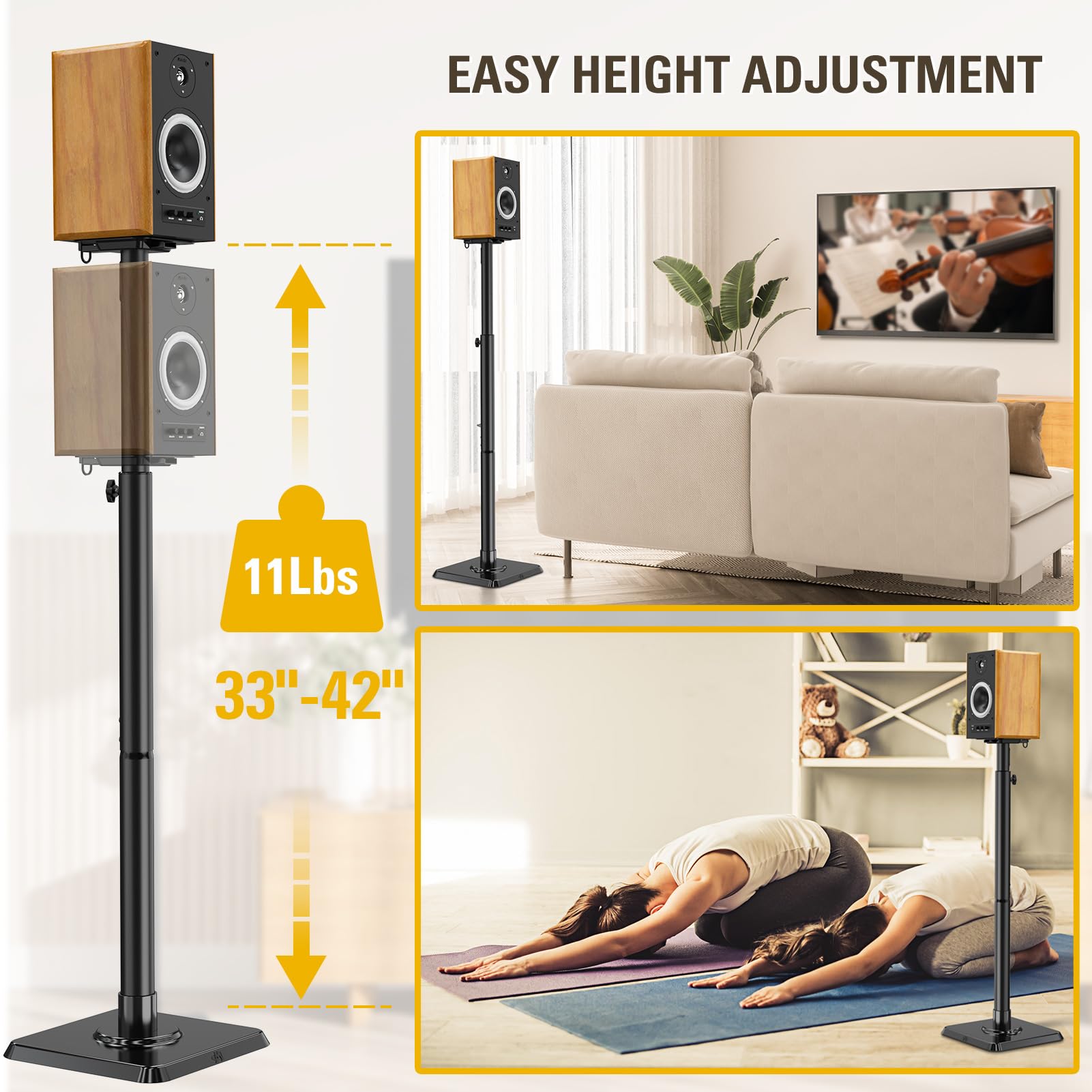 Mounting Dream Universal Speaker Stands - Adjustable Height (33