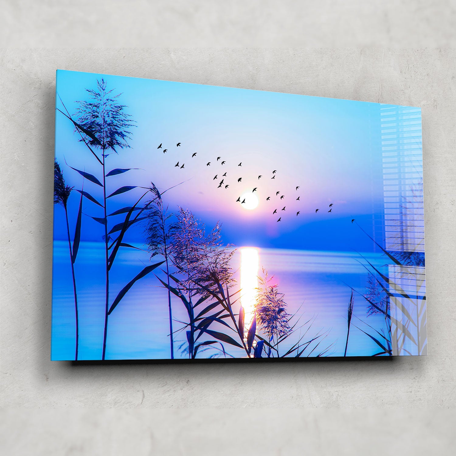 Sunset Seaside Wall Art - Coastal Beach Decor for Living Room, Bedroom & Office - Ocean Sunset Painting for Home & Vacation House Decor