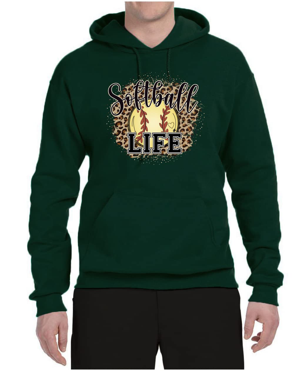Wild Bobby Softball Life Animal Print Hoodie - Unisex Graphic Sweatshirt for Girls & Boys | Perfect for Sports, Casual Wear & Team Spirit