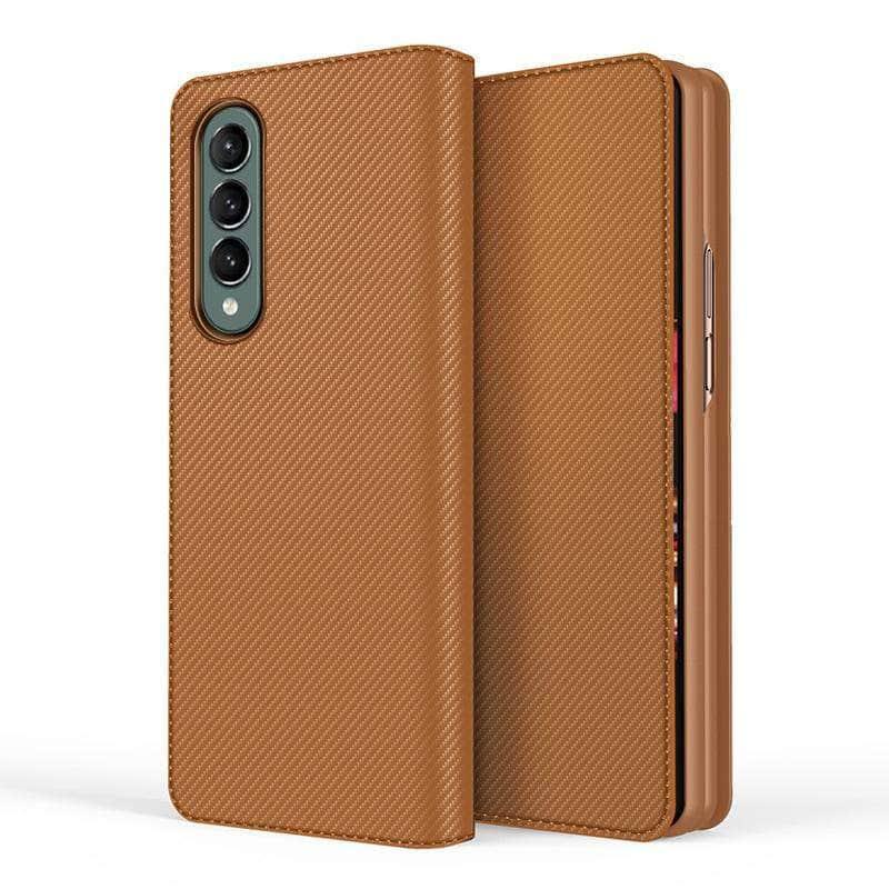 Premium Split Folding Leather Wallet Case for Samsung Galaxy Z Fold 3 5G - Slim Protective Cover with Card Slots | Perfect for Business, Travel & Everyday Use
