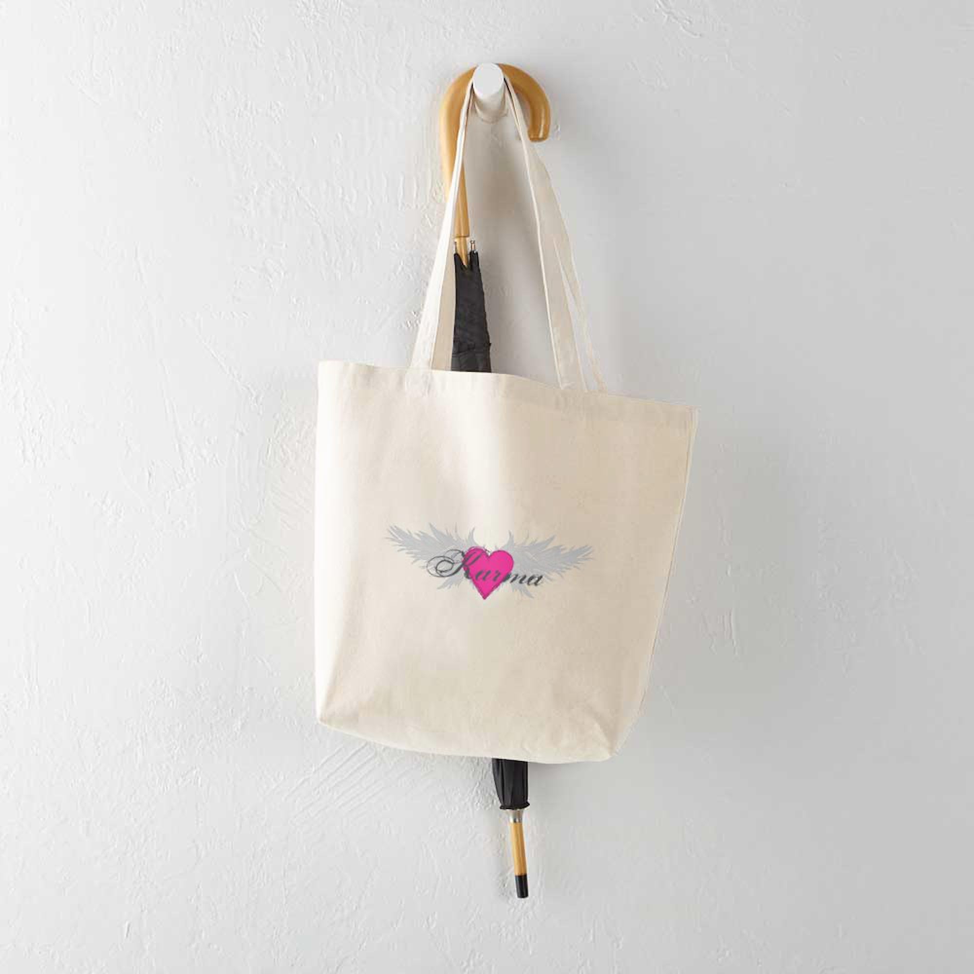 My Sweet Angel Karma Tote Bag - Natural Canvas Reusable Shopping Bag for Groceries, Beach & Everyday Use