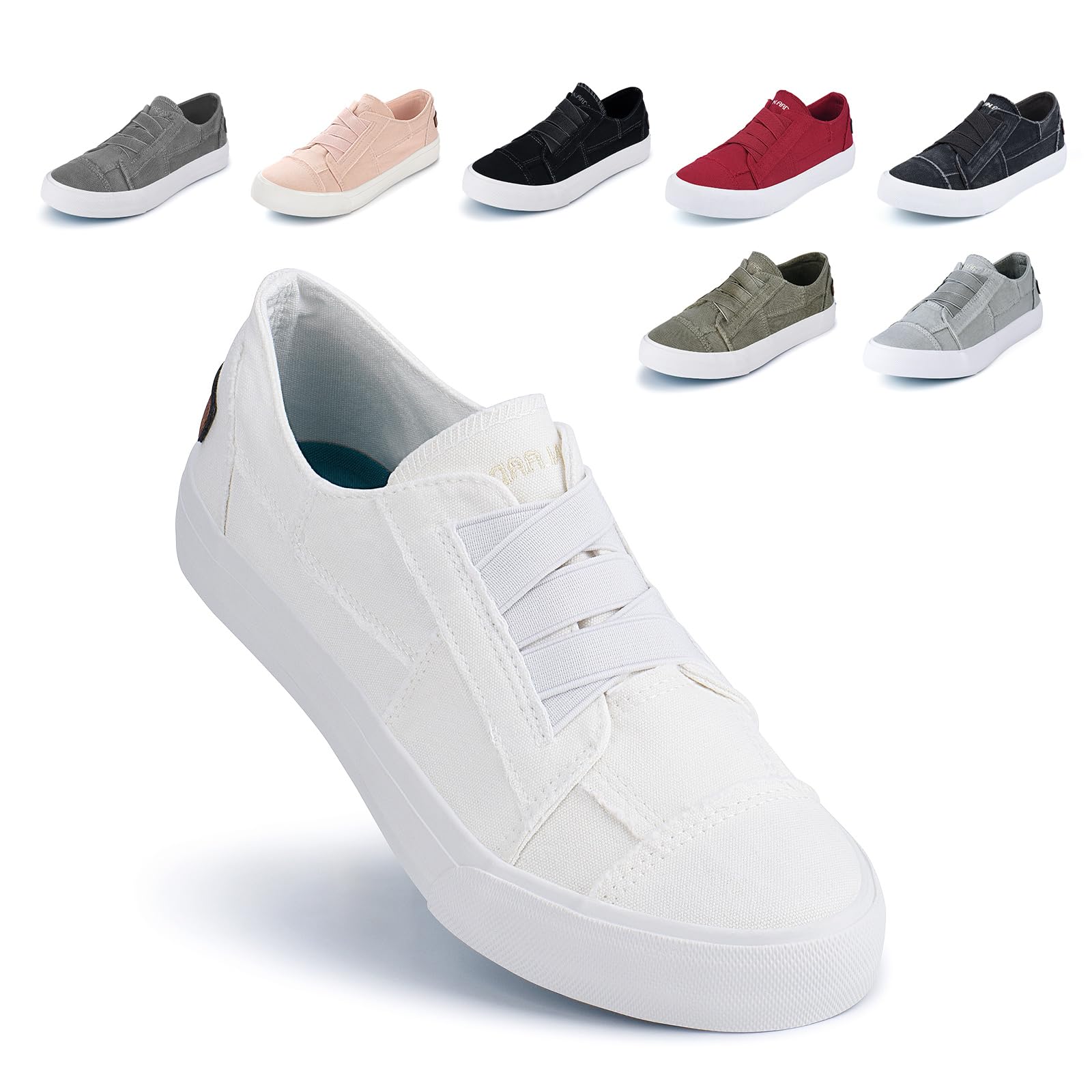 **JENN ARDOR Women's Slip-On Sneakers - No Lace Elastic Low Top Canvas Shoes for Women | Trendy & Comfortable Casual Walking Flats | Perfect for Work, Travel & Everyday Wear**