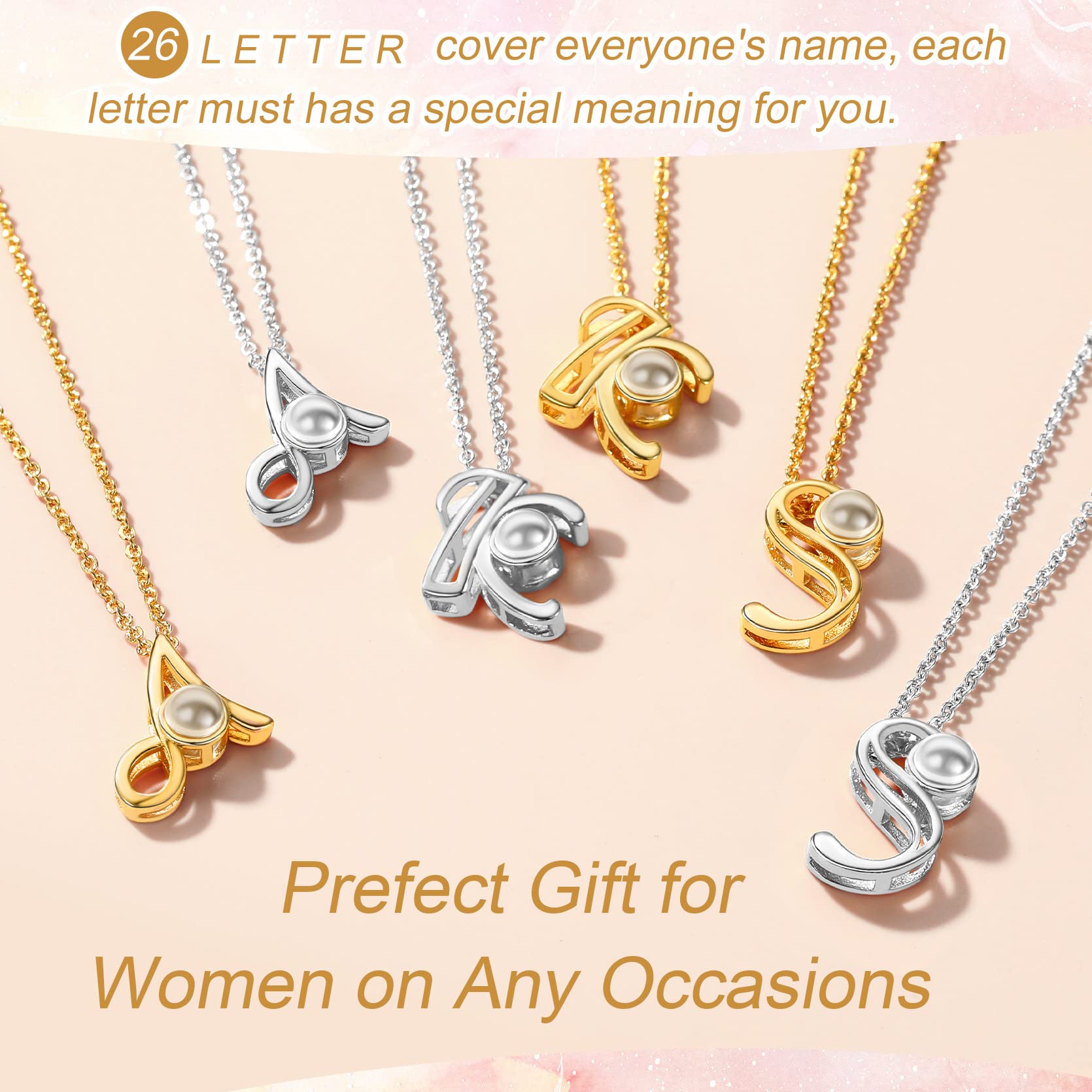 I Love You Initial Necklace - Custom Photo Jewelry for Women | Gift for Her, Wife, Mother | Anniversary, Birthday, Christmas