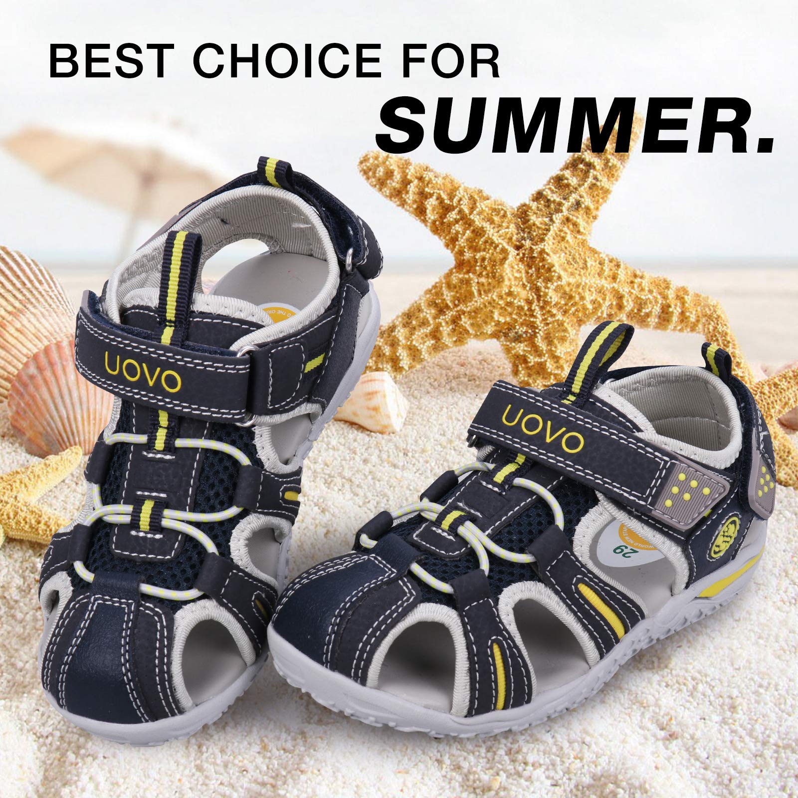 UOVO Kids Sandals for Boys & Girls - Lightweight Closed Toe Summer Shoes for Toddler Little Kid Big Kid - Outdoor Athletic Sports Footwear for Beach, Park & Playground Activities