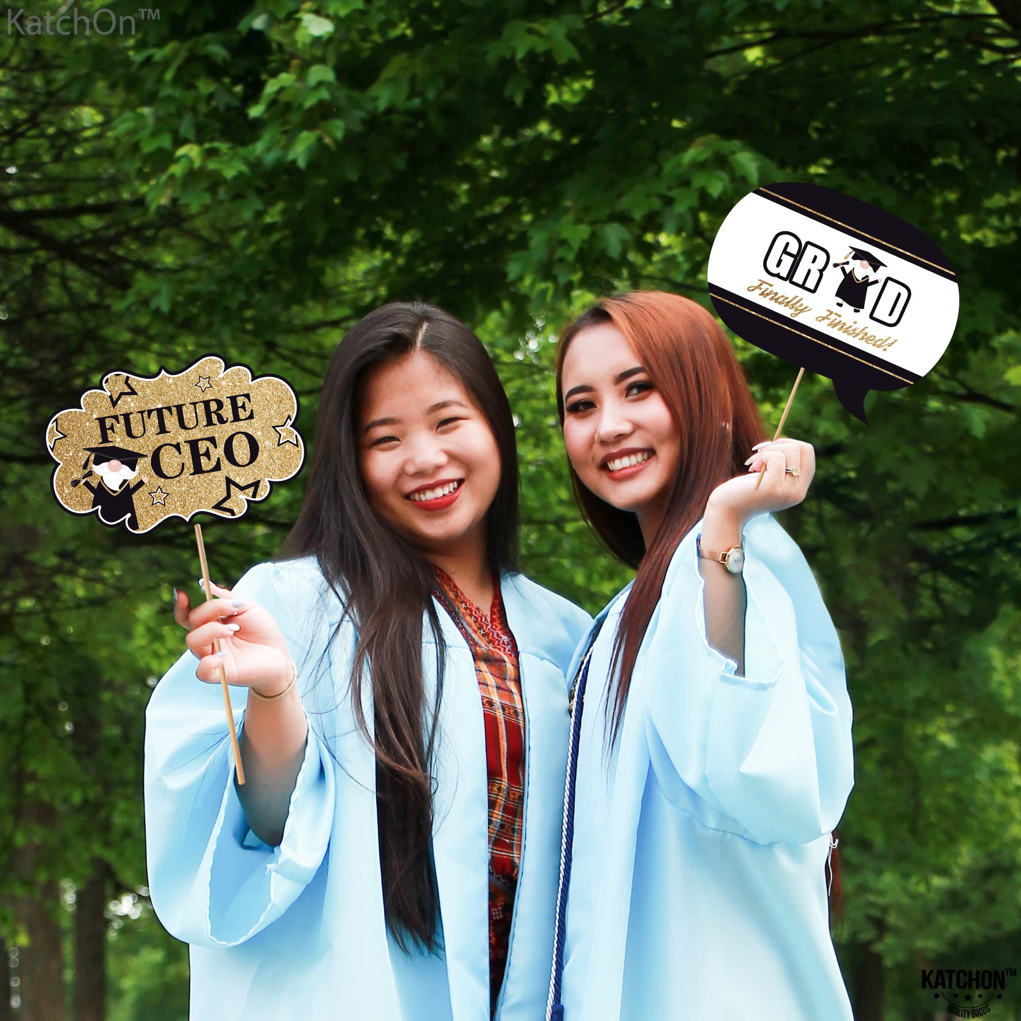 KatchOn Graduation Photo Booth Props 2024 - 25 Pack Black & Gold Class of 2025 Decorations | Perfect for Graduation Parties, Photo Shoots & Commencement Celebrations