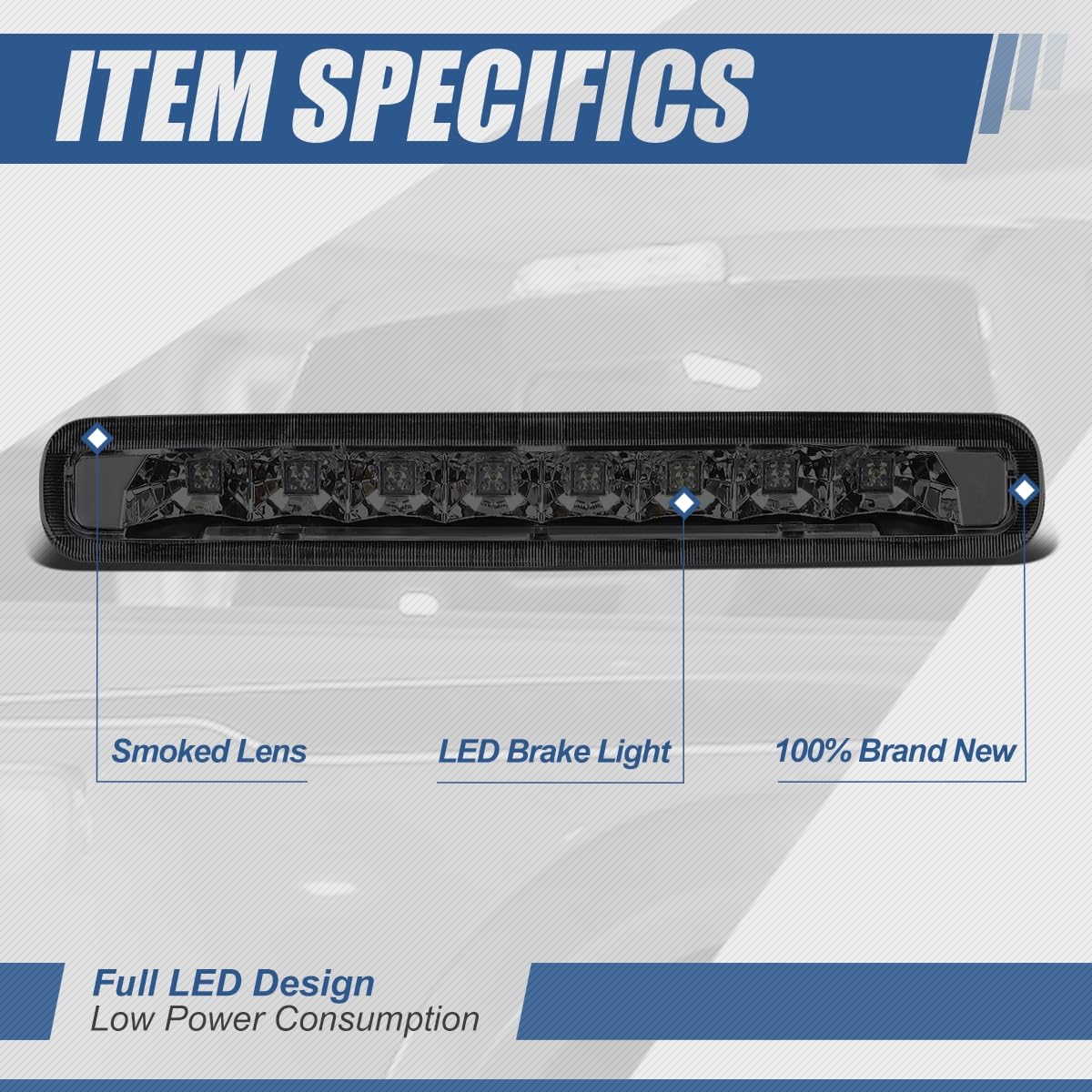 Auto Dynasty LED High Mount Smoked Third Brake Light Compatible with 2005-2009 Ford Mustang | Rear Tail Light Stop Lamp | Perfect for Night Driving & Car Customization