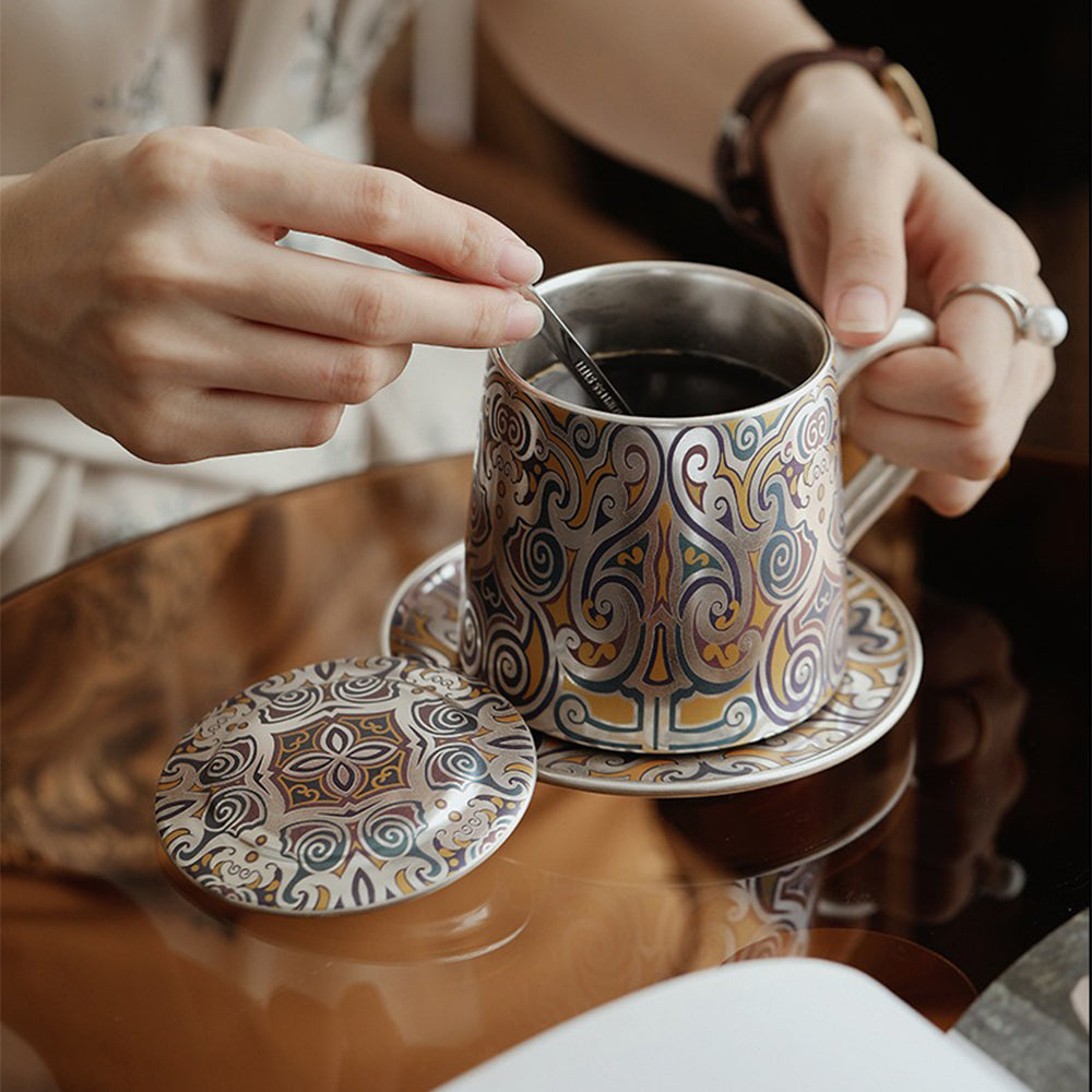Exquisite Dunhuang Silver Plated Tea Cup - Handcrafted Chinese Artisan Tea Set for Home & Office - Perfect for Tea Ceremonies, Gifts, and Meditation Spaces