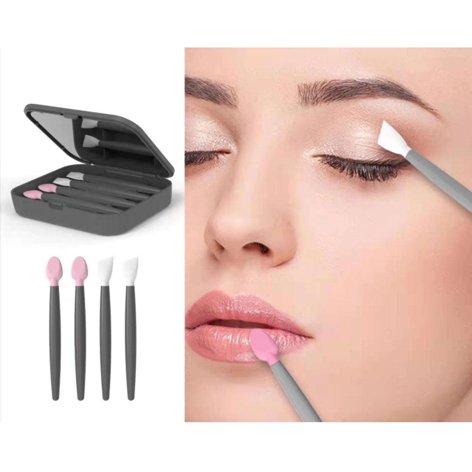 GAH Silicone 2-Piece Eye & Lip Brush Set - Professional Eyebrow Concealer Applicator (Black) - Perfect for Makeup Artists & Beauty Enthusiasts