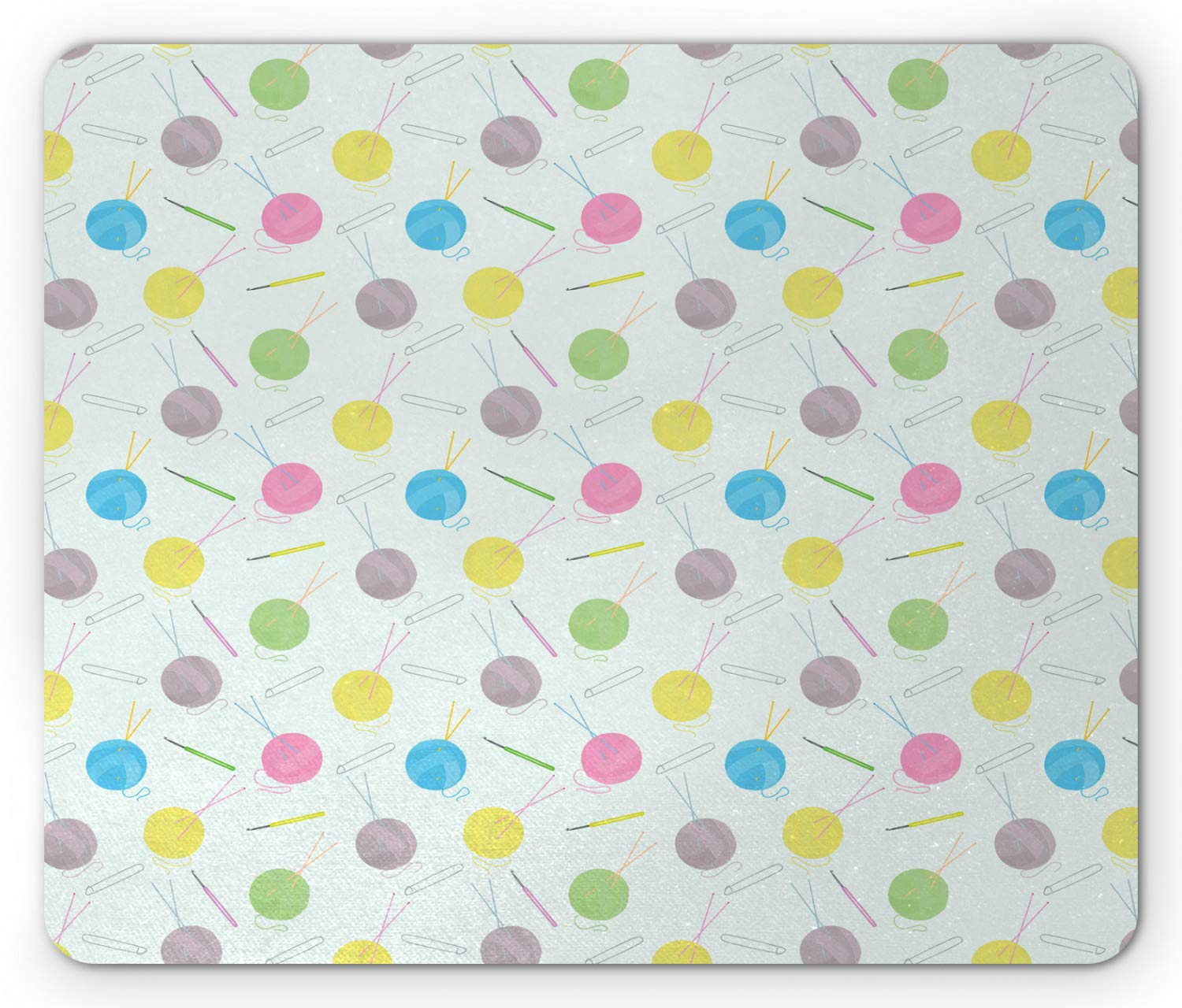 Ambesonne Retro Mouse Pad - Non-Slip Rubber Mousepad with Handicraft Yarn Balls & Needlework Design, Standard Size Rectangle Desk Mat for Office, Gaming & Computer Work