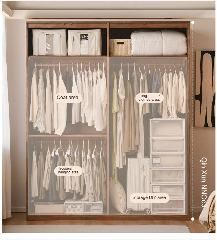 Modern Solid Black Walnut Wood Wardrobe - Stylish & Minimalist Closet Organizer for Bedroom, Walk-in Closet, or Guest Room Storage
