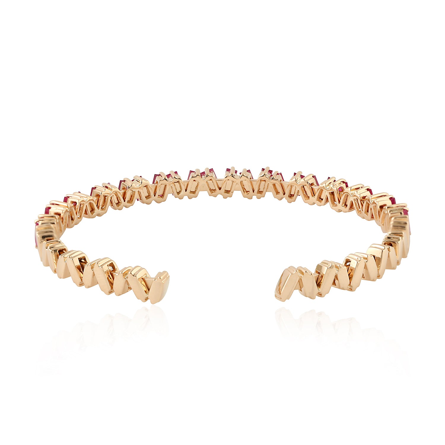 18K Yellow Gold Baguette Ruby July Birthstone Cuff Bracelet for Women - Perfect Gift for Birthday, Anniversary & Special Occasions