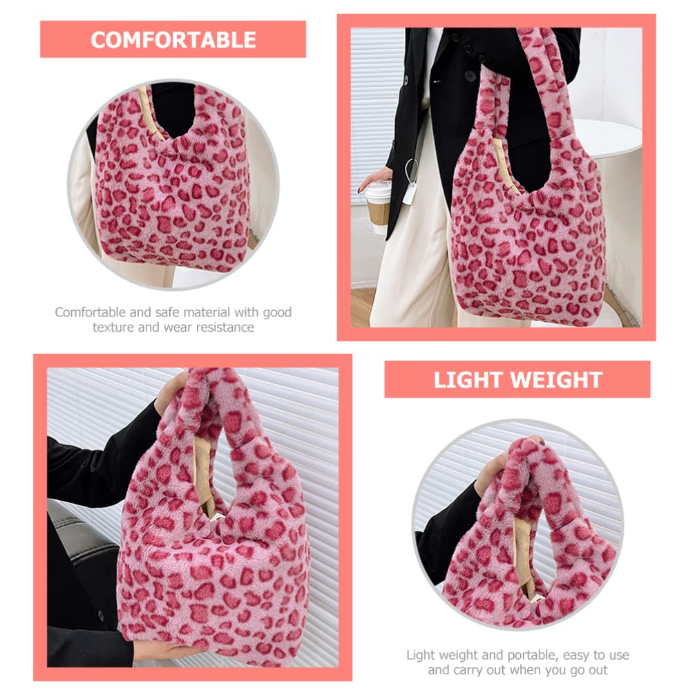 VALICLUD Aesthetic Cute Floral Fuzzy Tote Bag - Plush Soft Shoulder Handbag for Women & Girls | Large Capacity Purse for Shopping, Beach, Work & Daily Use
