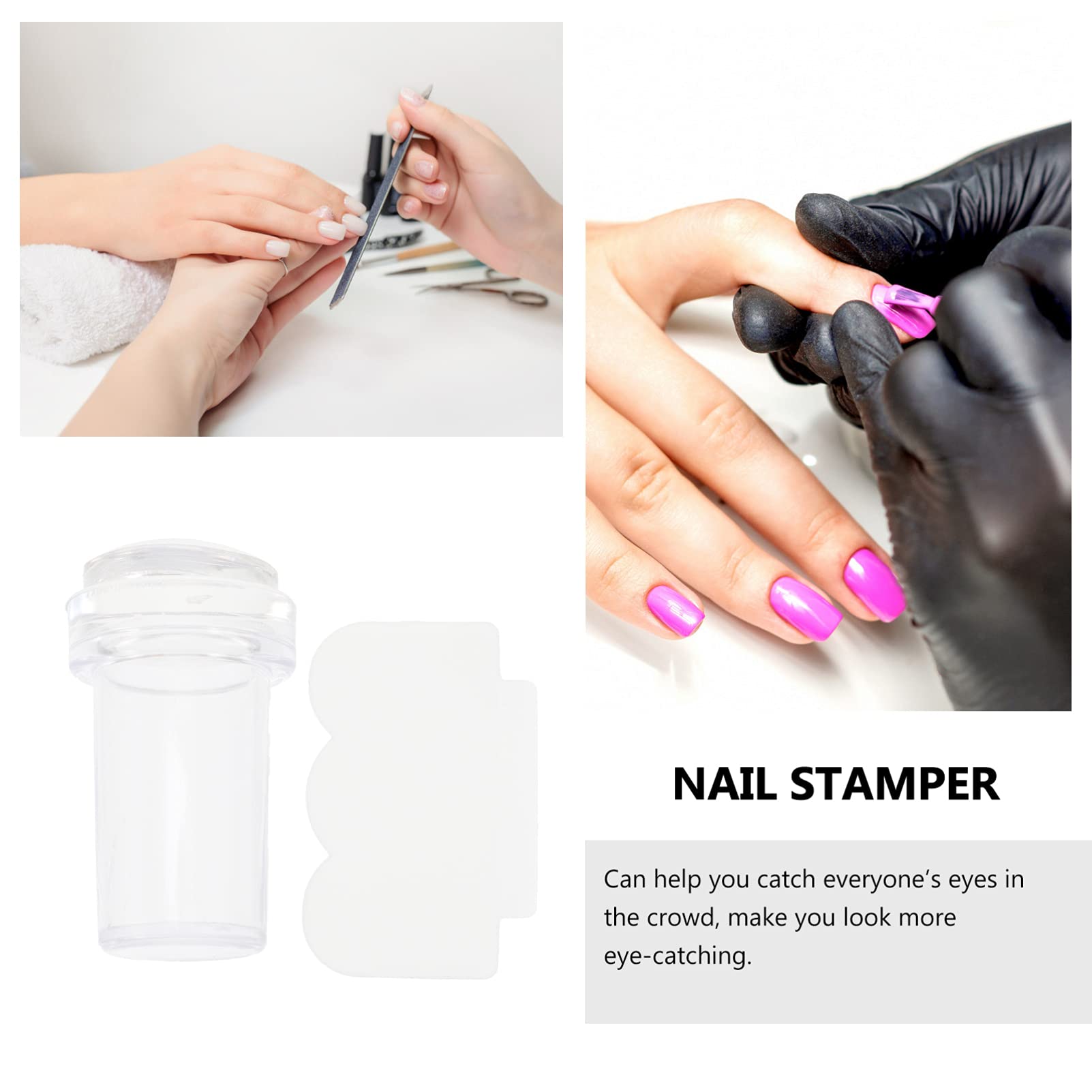 LALAFINA 12 Pcs Nail Stamp Kit with Clear Gel & Steel Plates - Professional Nail Art Tools for Kids & Adults - Perfect for French Manicure, DIY Nail Designs & Home Salon Use