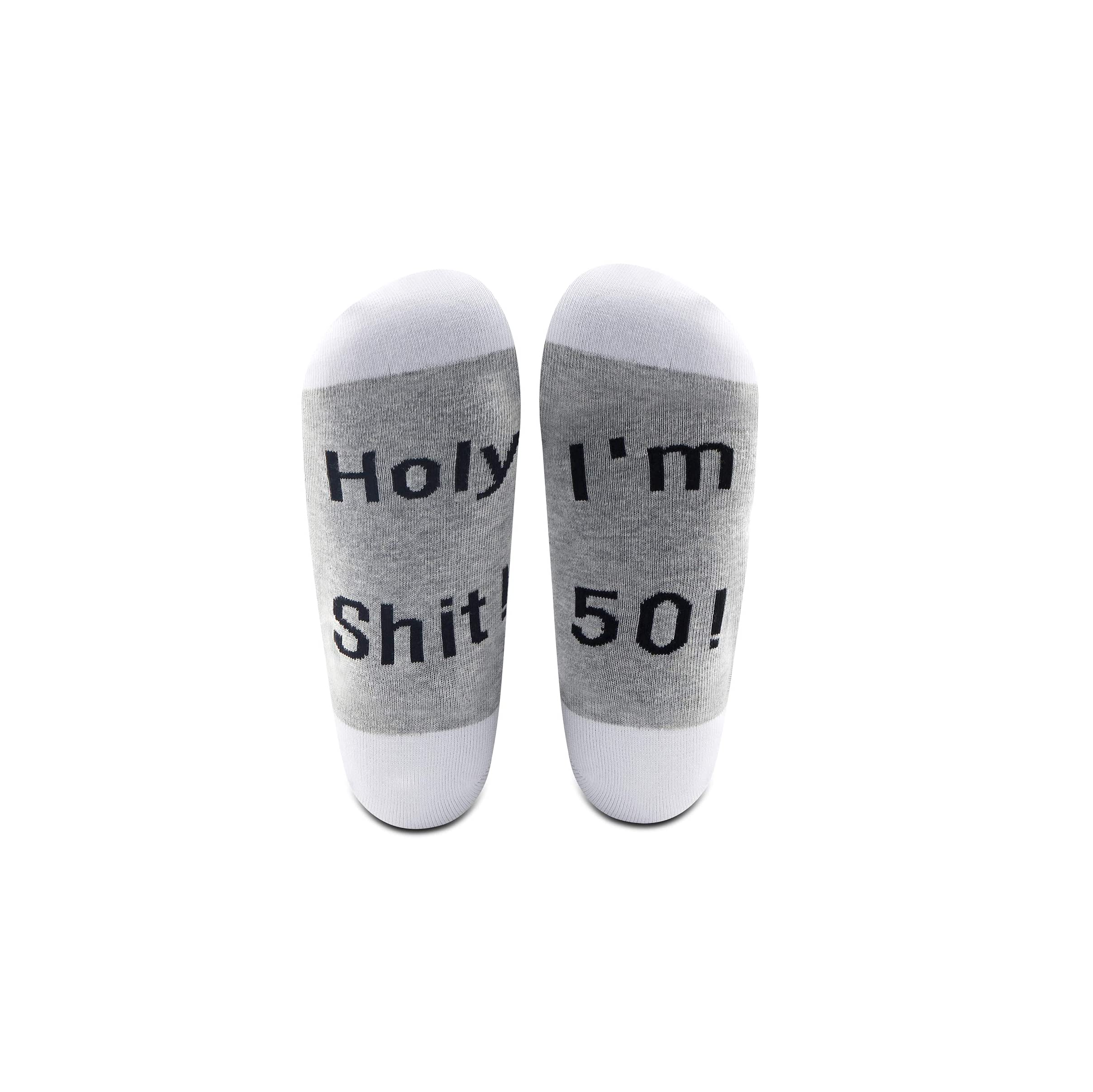 LEVLO Funny 50th Birthday Socks for Women - 'Holy Shit I'm 50' Novelty Socks - Perfect for Milestone Birthday Gifts & Party Celebrations