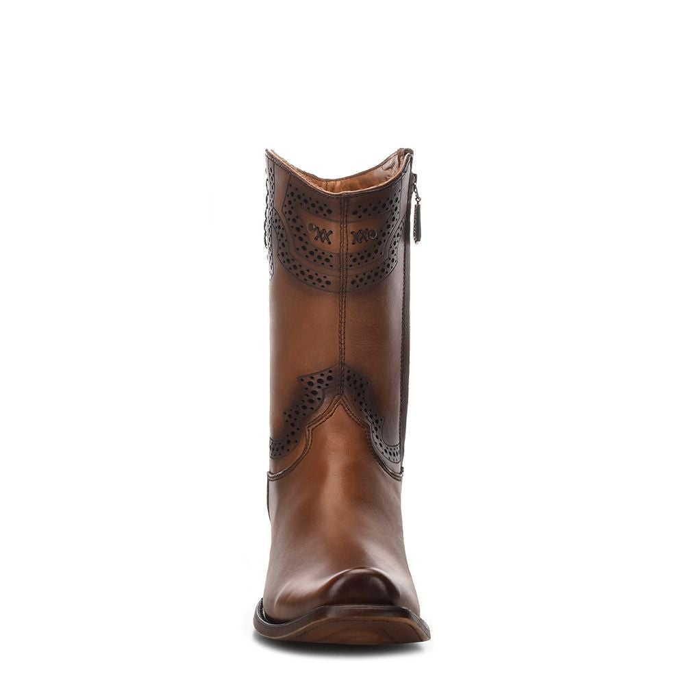 Men's Cuadra Taupe Fashion Cowboy Leather Perforated Ankle Boots - Stylish Western Boots for Casual Wear & Outdoor Adventures