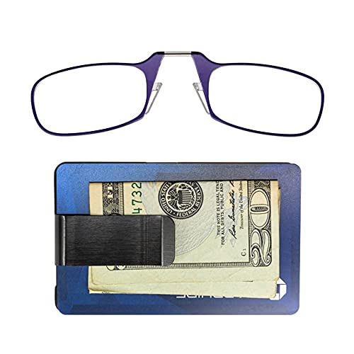 ThinOptics Slim Stainless Steel Wallet with Built-in Reading Glasses | RFID Blocking | Ultra-Thin & Lightweight | Perfect for Travel, Business & Everyday Use