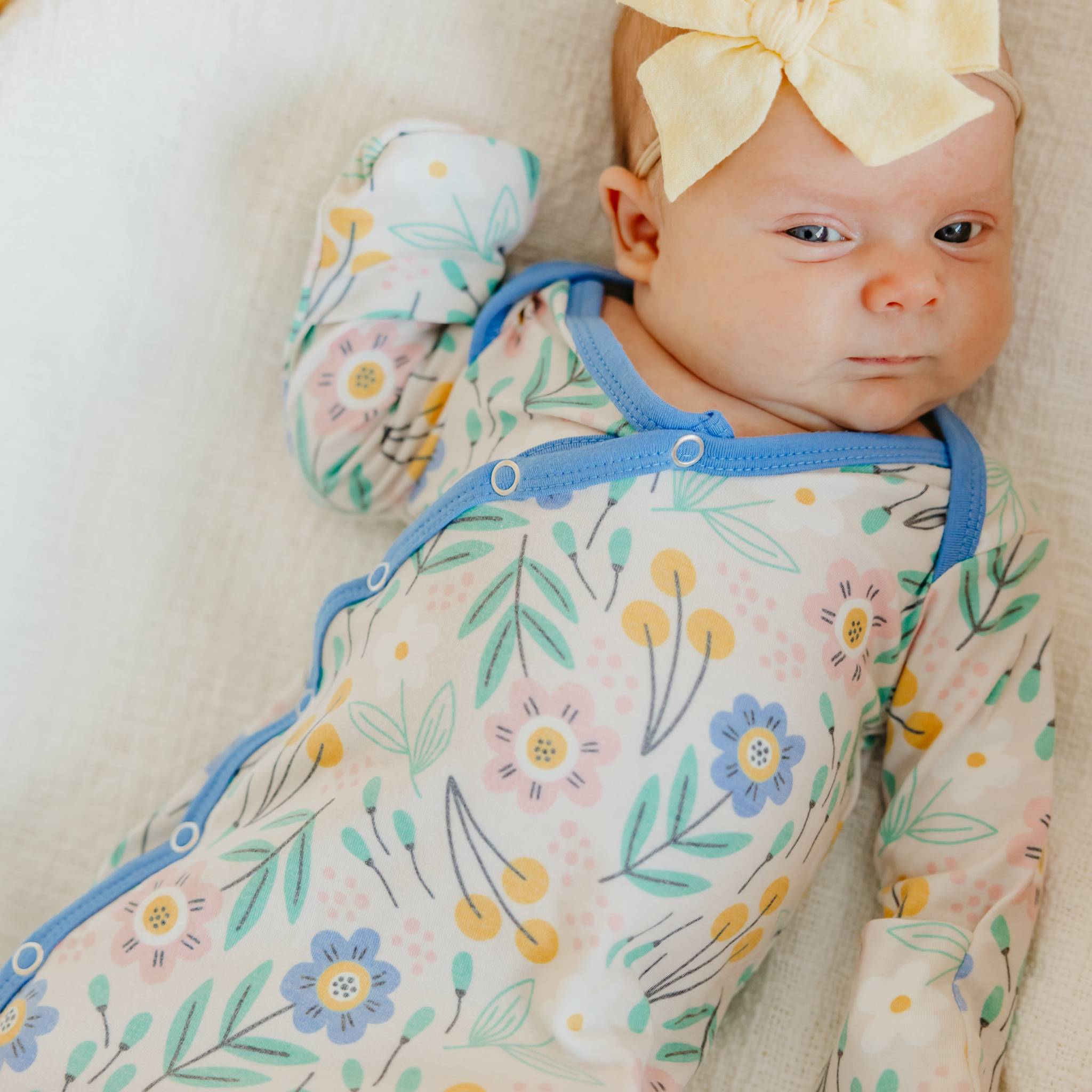 Newborn Knotted Baby Gown - Soft Cotton Sleepwear for Infants 0-3 Months | Perfect for Hospital, Home & Photo Shoots