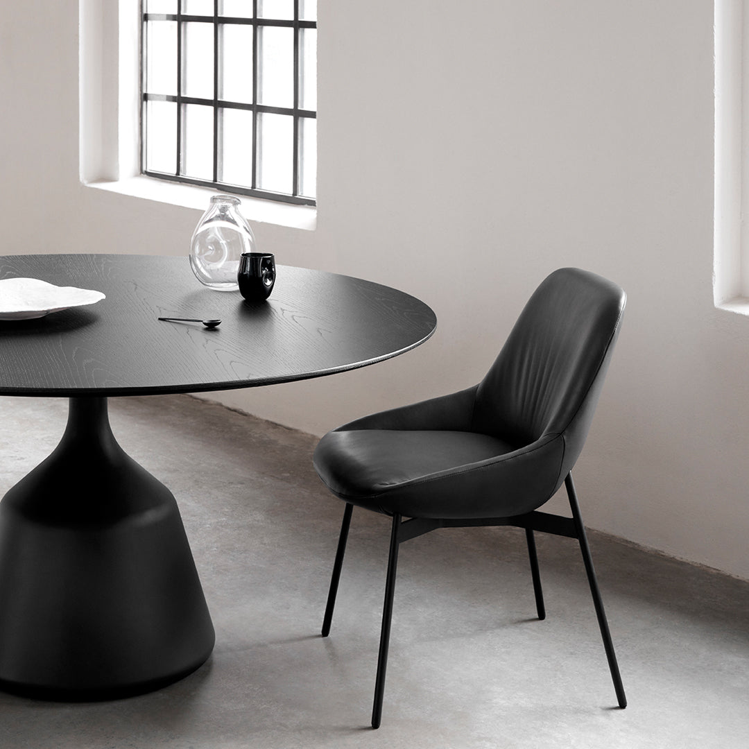Modern Round Coin Dining Table - Elegant Metal & Glass Top for Kitchen, Dining Room, or Breakfast Nook - Perfect for Small Spaces & Contemporary Home Decor